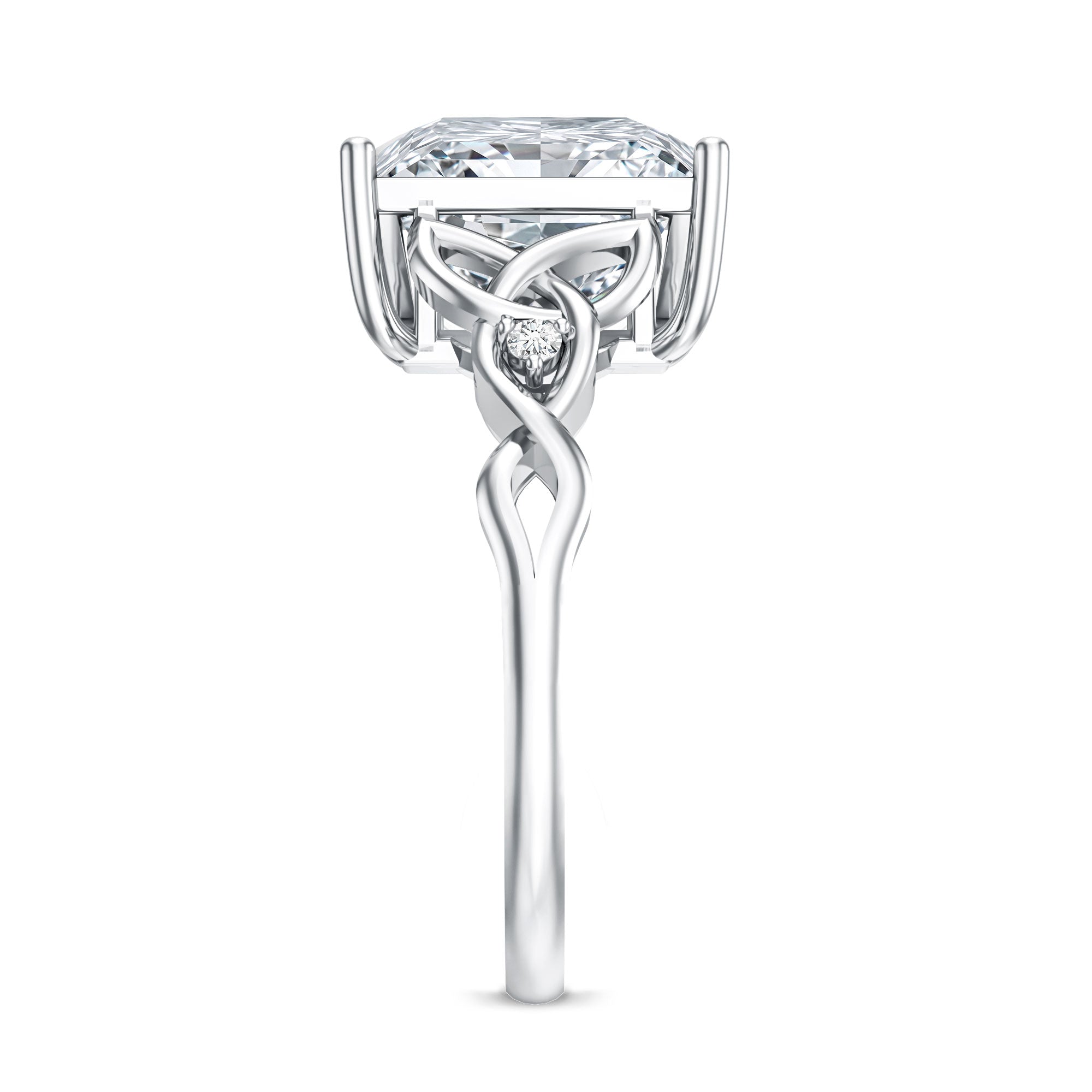 5 Carat Princess Cut Lab Grown Diamond Celtic Design Engagement Ring IGI Certified Lab - ( E-VS1 ) - Rosec Jewels