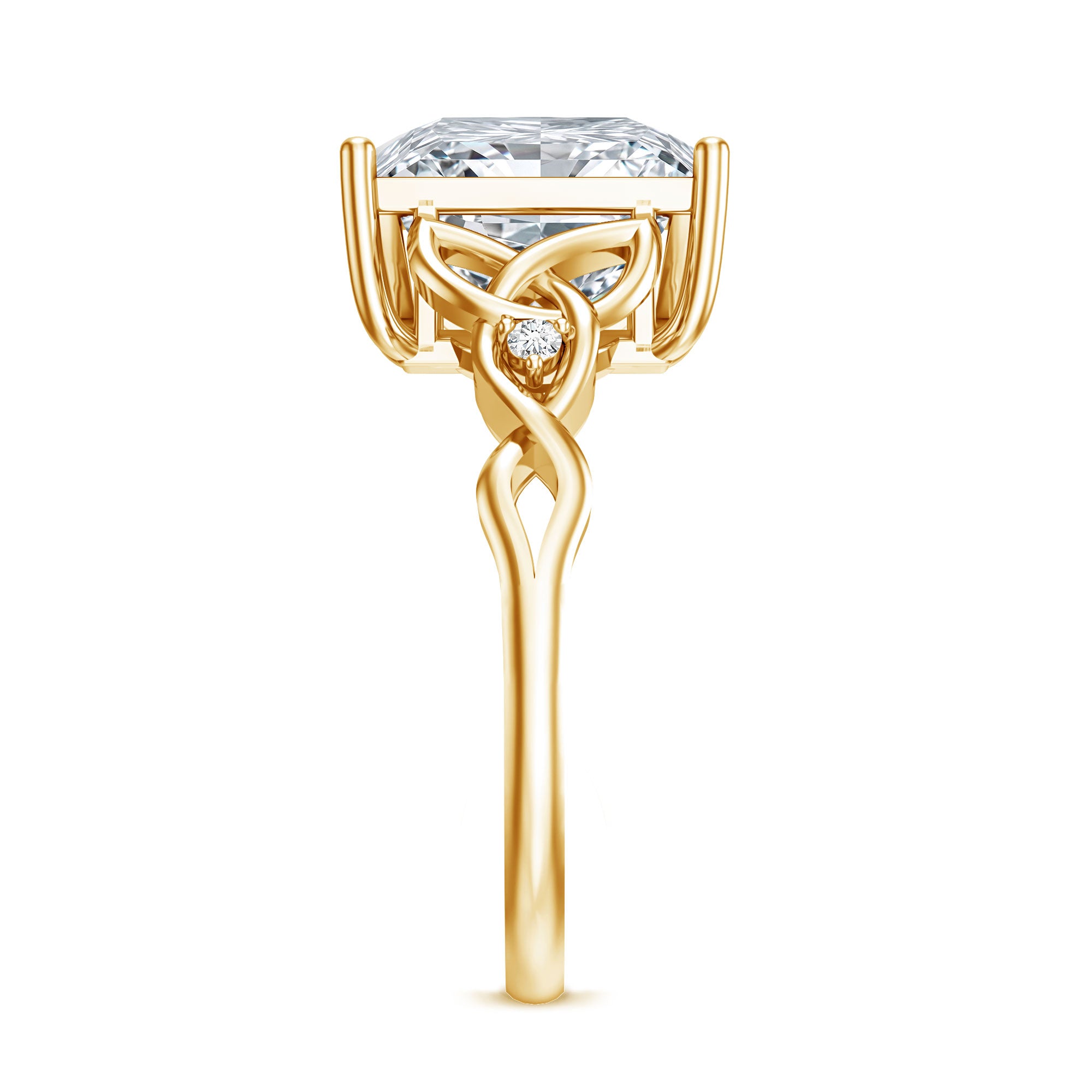 5 Carat Princess Cut Lab Grown Diamond Celtic Design Engagement Ring IGI Certified Lab - ( E-VS1 ) - Rosec Jewels