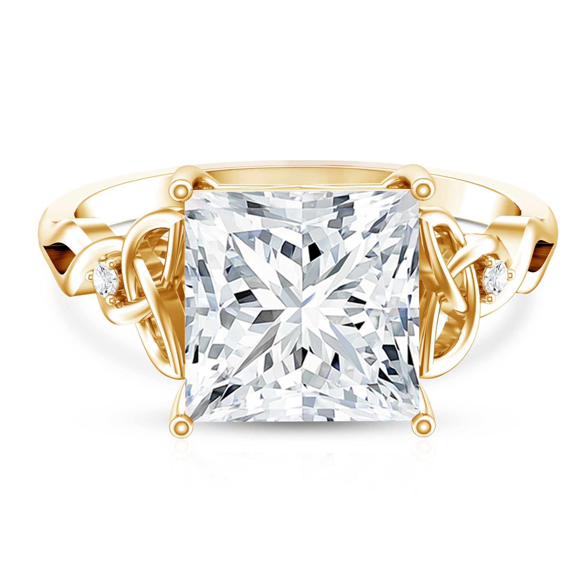 5 Carat Princess Cut Lab Grown Diamond Celtic Design Engagement Ring IGI Certified Lab - ( E-VS1 ) - Rosec Jewels