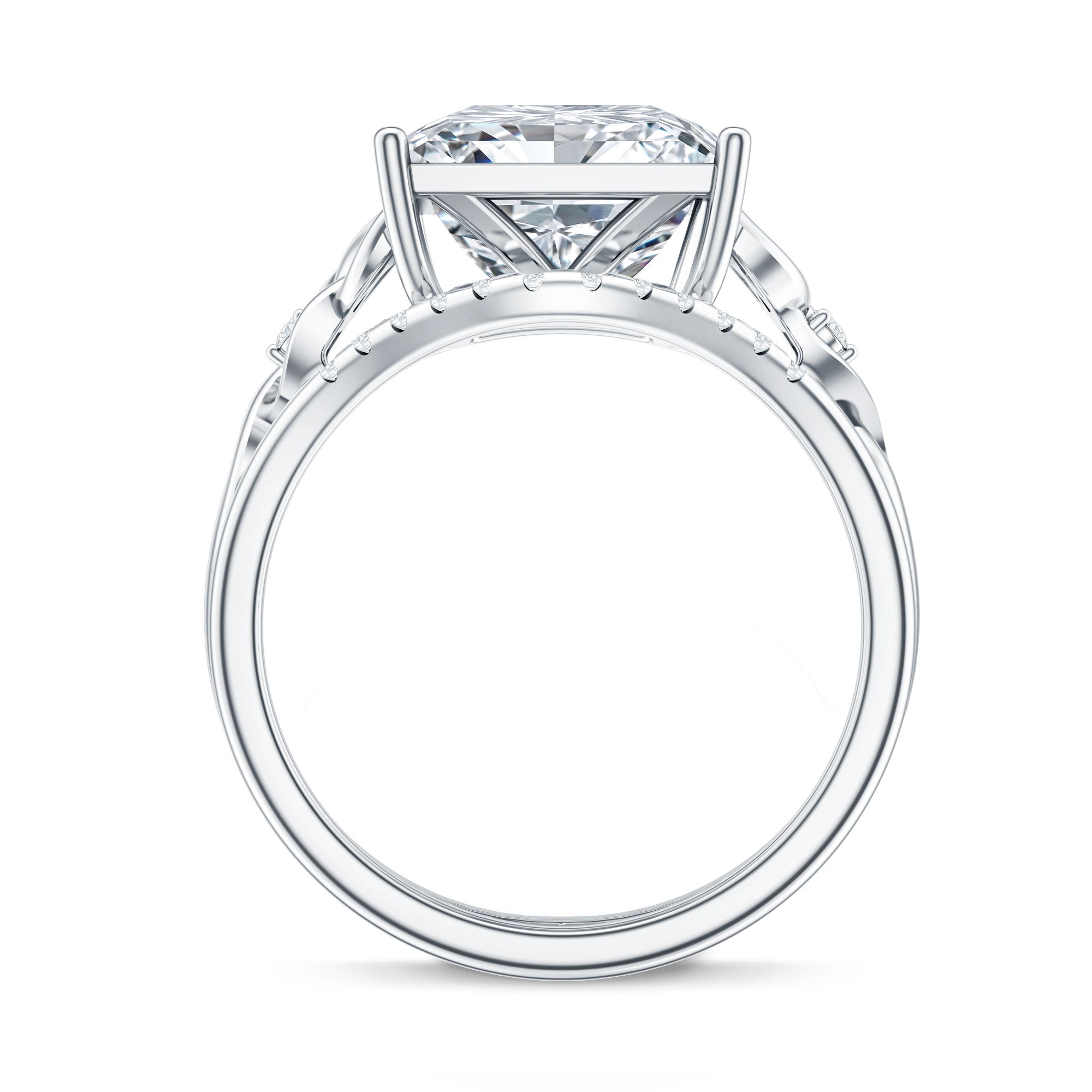 Princess Cut Lab Grown 5 Carat Diamond Celtic Wedding Ring Set with IGI Certificate Lab - ( E-VS1 ) - Rosec Jewels