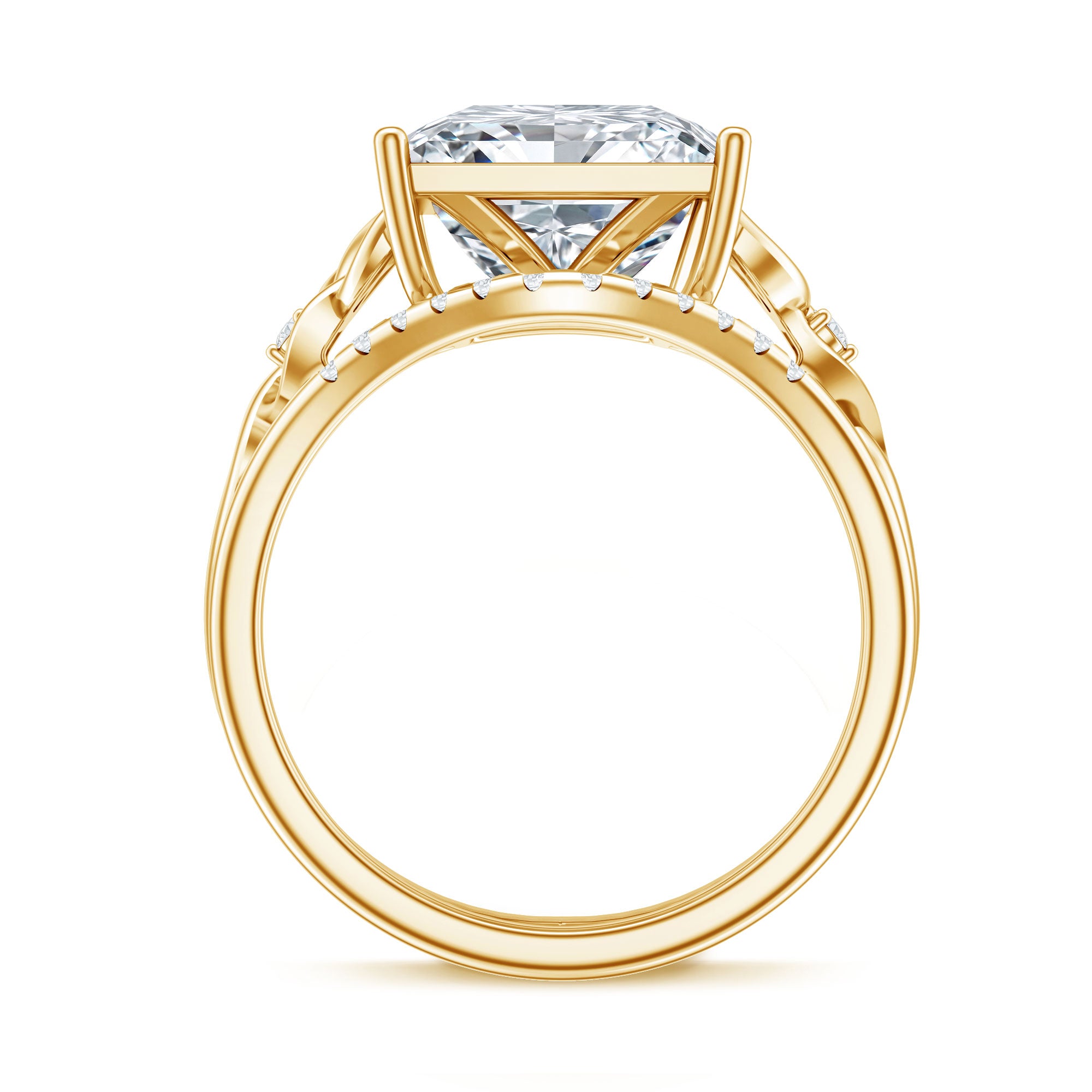 Princess Cut Lab Grown 5 Carat Diamond Celtic Wedding Ring Set with IGI Certificate Lab - ( E-VS1 ) - Rosec Jewels