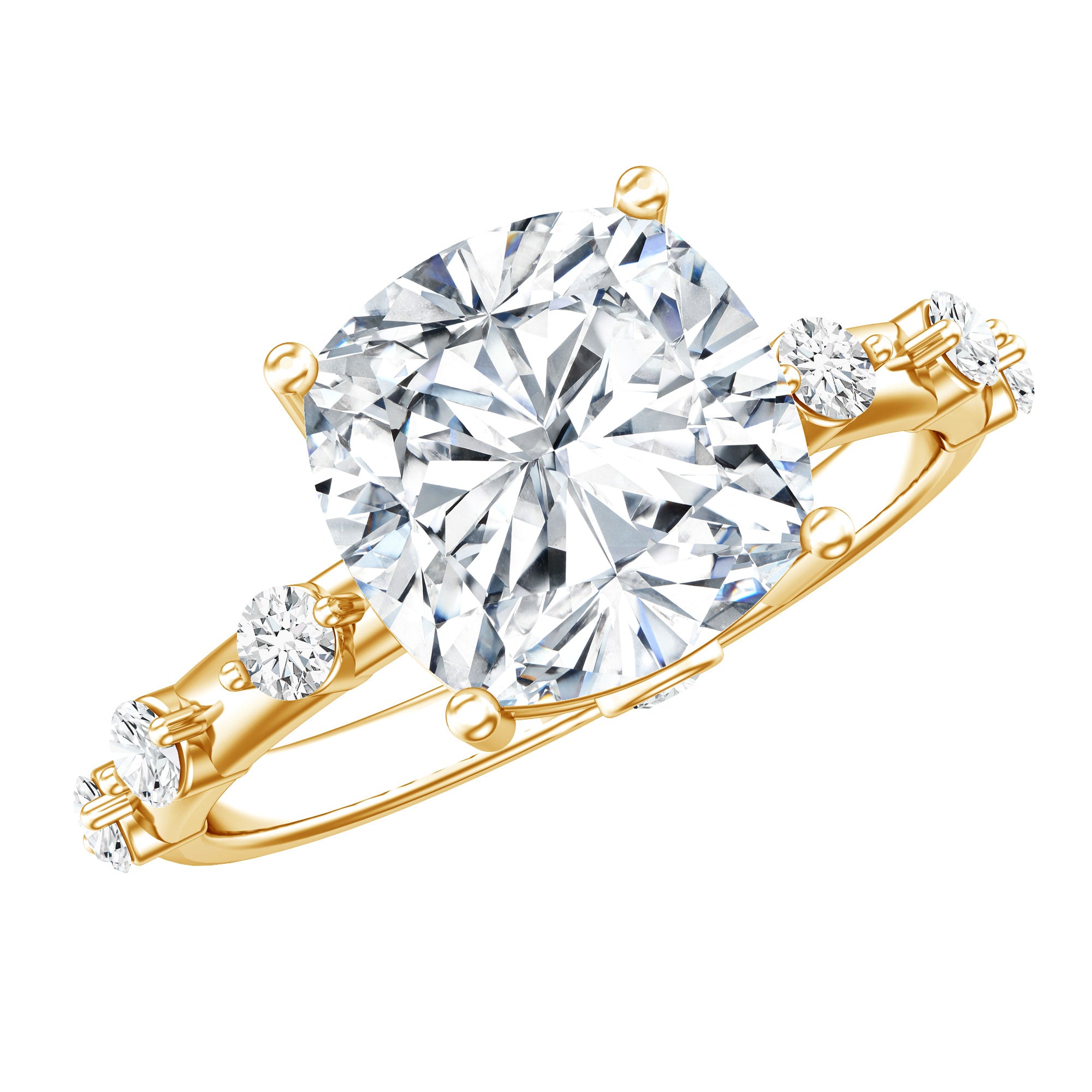 Rosec Jewels-Lab Grown 4 Carat Diamond Cushion Cut Engagement Ring with IGI Certificate