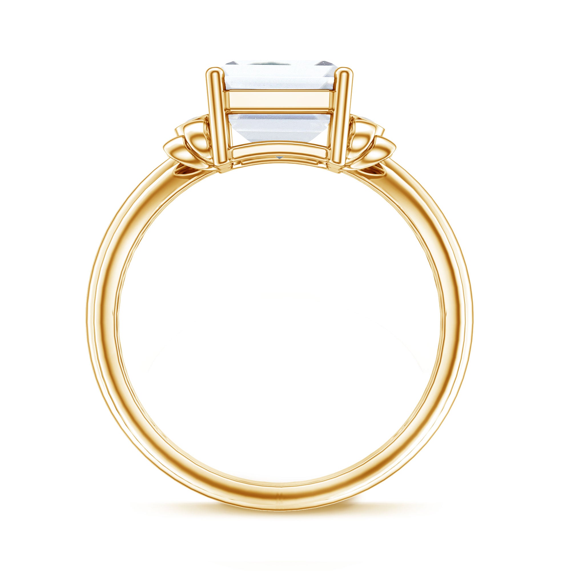 IGI Certified 4 Carat Emerald Cut Lab Grown Diamond Solitaire Engagement Ring with Bow Lab - ( E-VS1 ) - Rosec Jewels