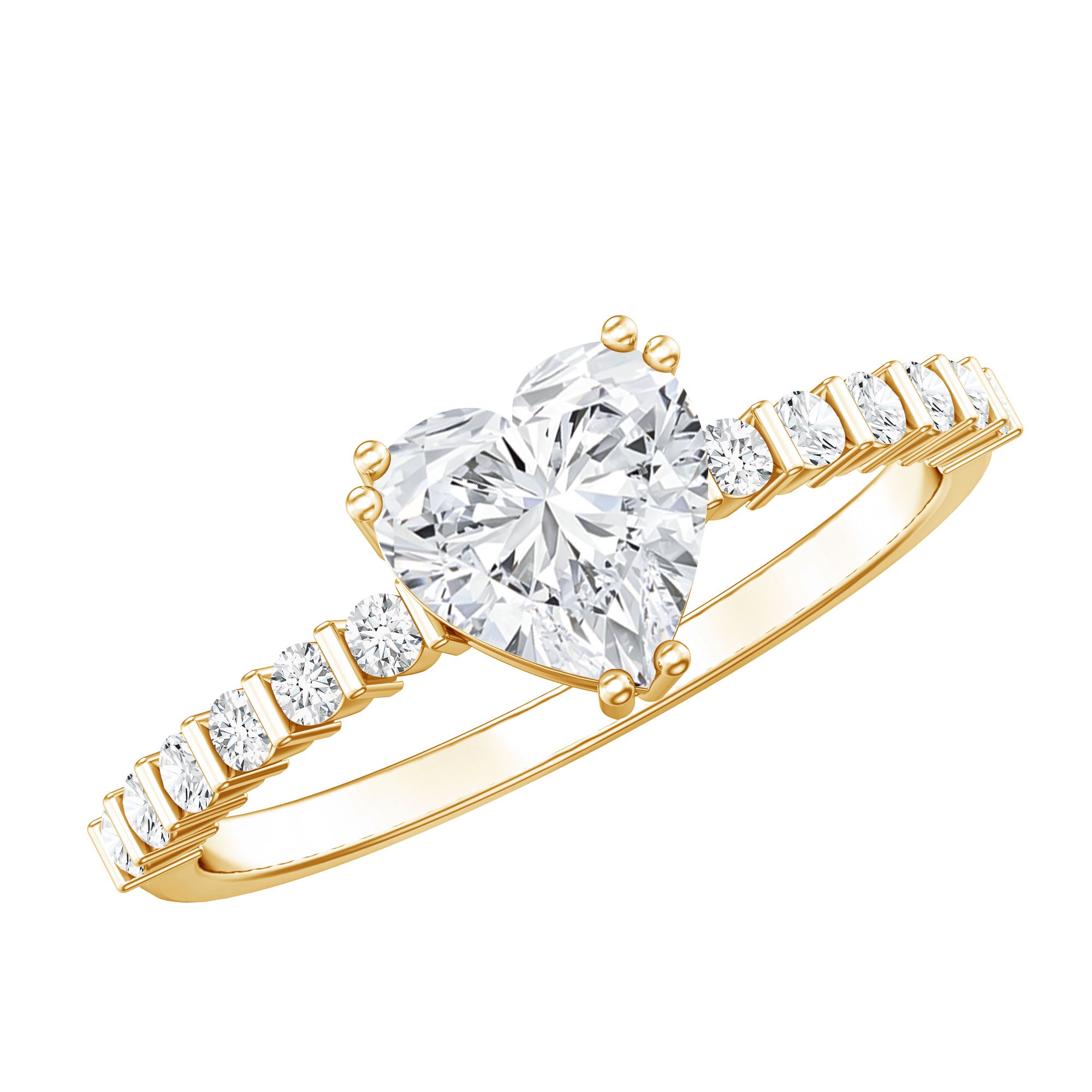 IGI Certified Lab Grown Diamond 1 Carat Heart Engagement Ring for Women Lab - ( E-VS1 ) - Rosec Jewels