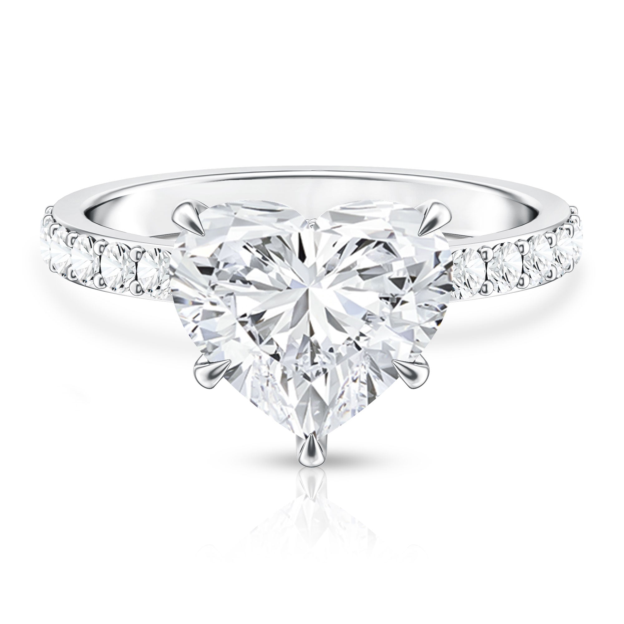 IGI Certified 4 Carat Lab Grown Diamond Heart Engagement Ring for Women Lab - ( E-VS1 ) - Rosec Jewels