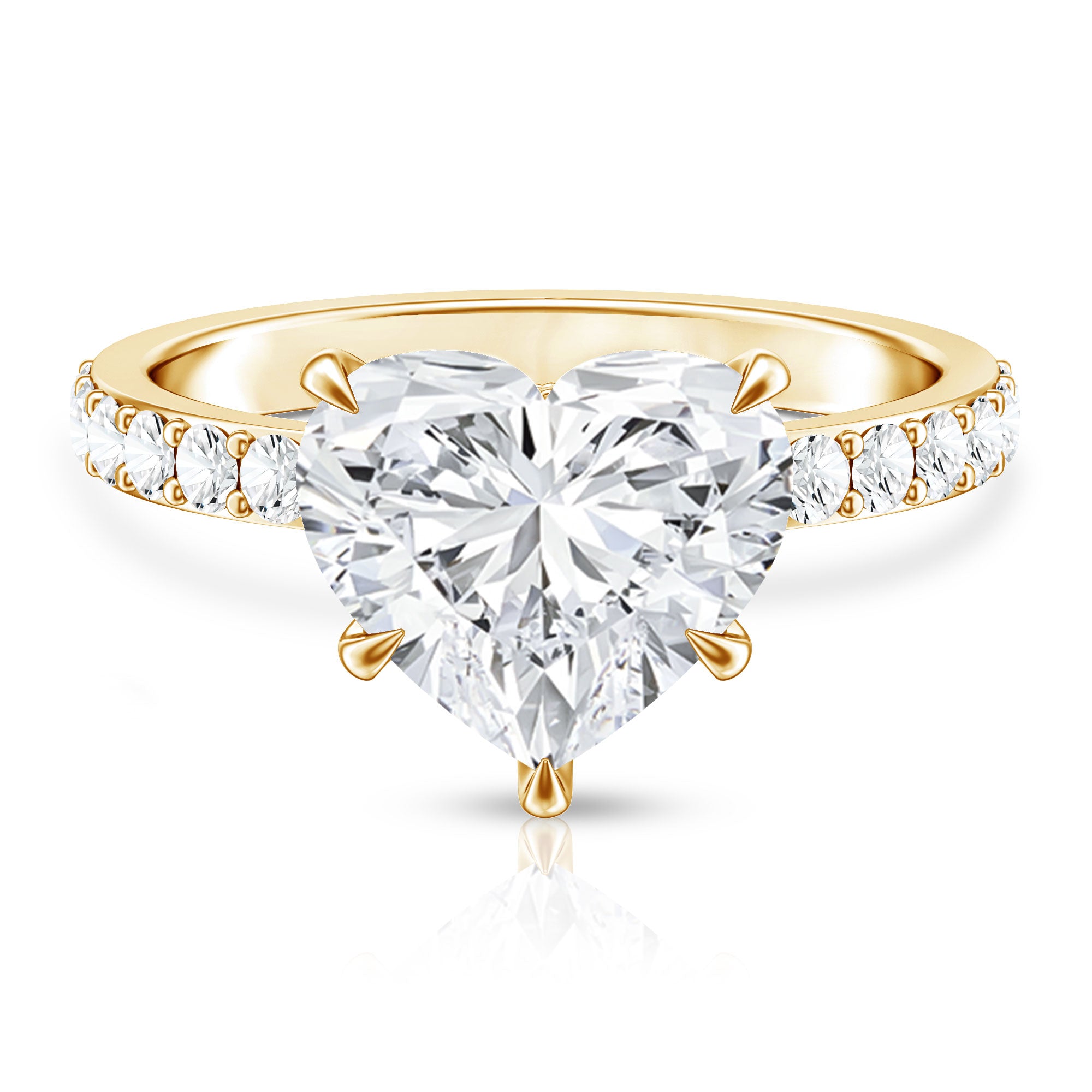 IGI Certified 4 Carat Lab Grown Diamond Heart Engagement Ring for Women Lab - ( E-VS1 ) - Rosec Jewels
