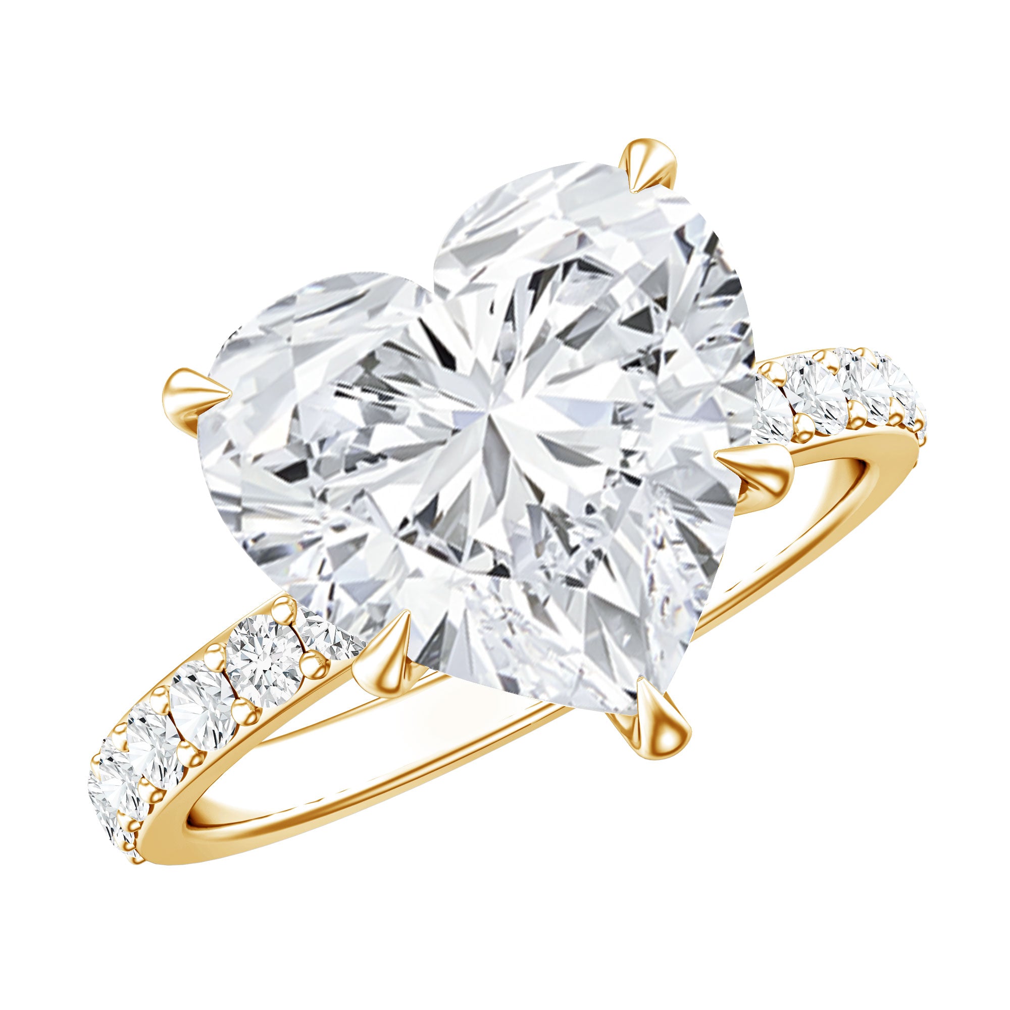 Solitaire Heart Engagement Ring with 5 Carat IGI Certified Lab Grown Diamond Lab - ( E-VS1 ) - Rosec Jewels