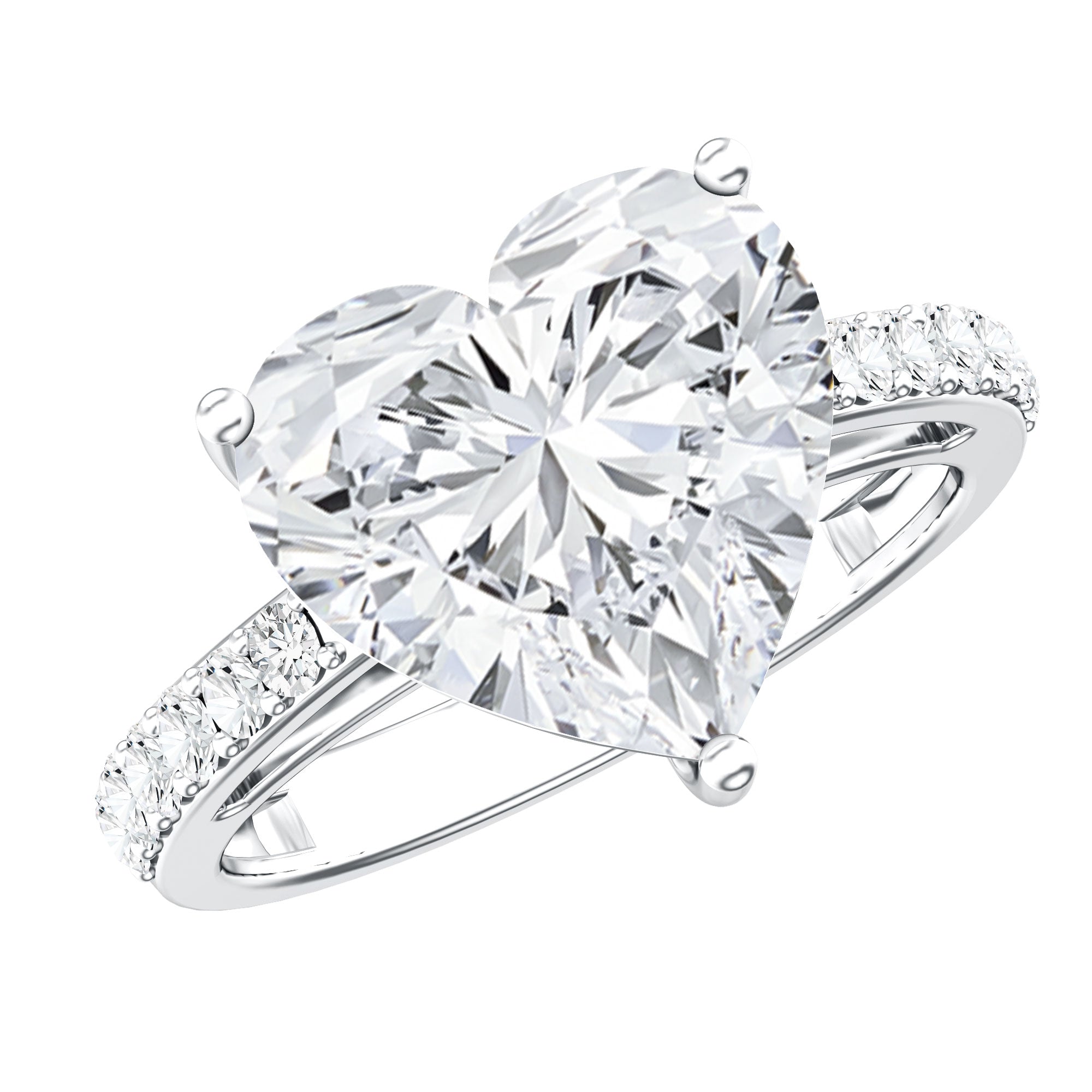 Rosec Jewels-Big 5 Carat Lab Grown Diamond Heart Shaped Engagement Ring with IGI Certificate