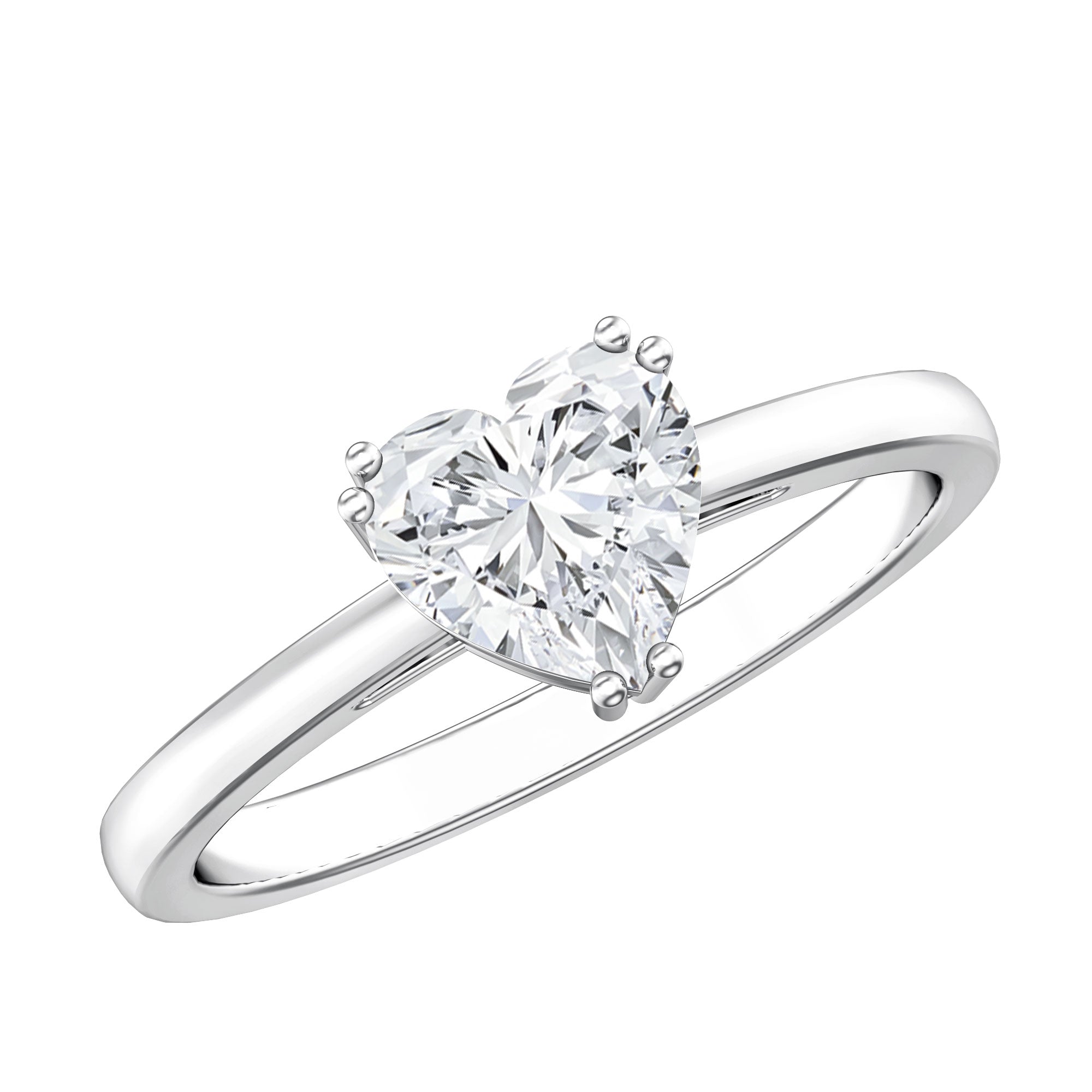 1 Carat Lab Grown Solitaire Diamond Heart Engagement Ring IGI Certified Lab - ( E-VS1 ) - Rosec Jewels