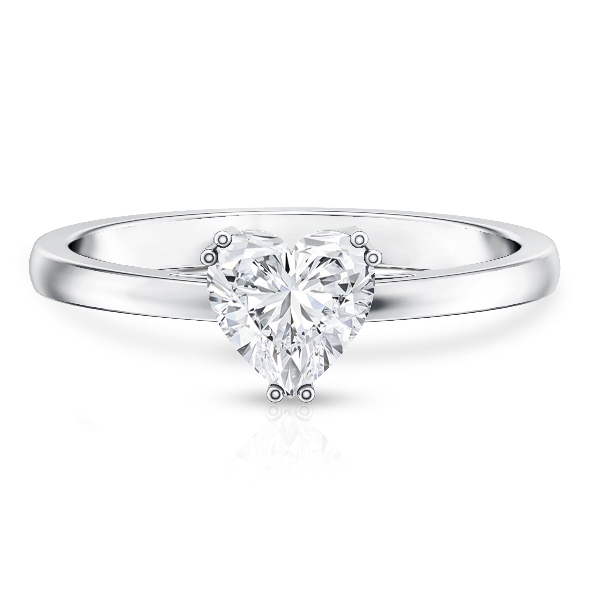 1 Carat Lab Grown Solitaire Diamond Heart Engagement Ring IGI Certified Lab - ( E-VS1 ) - Rosec Jewels