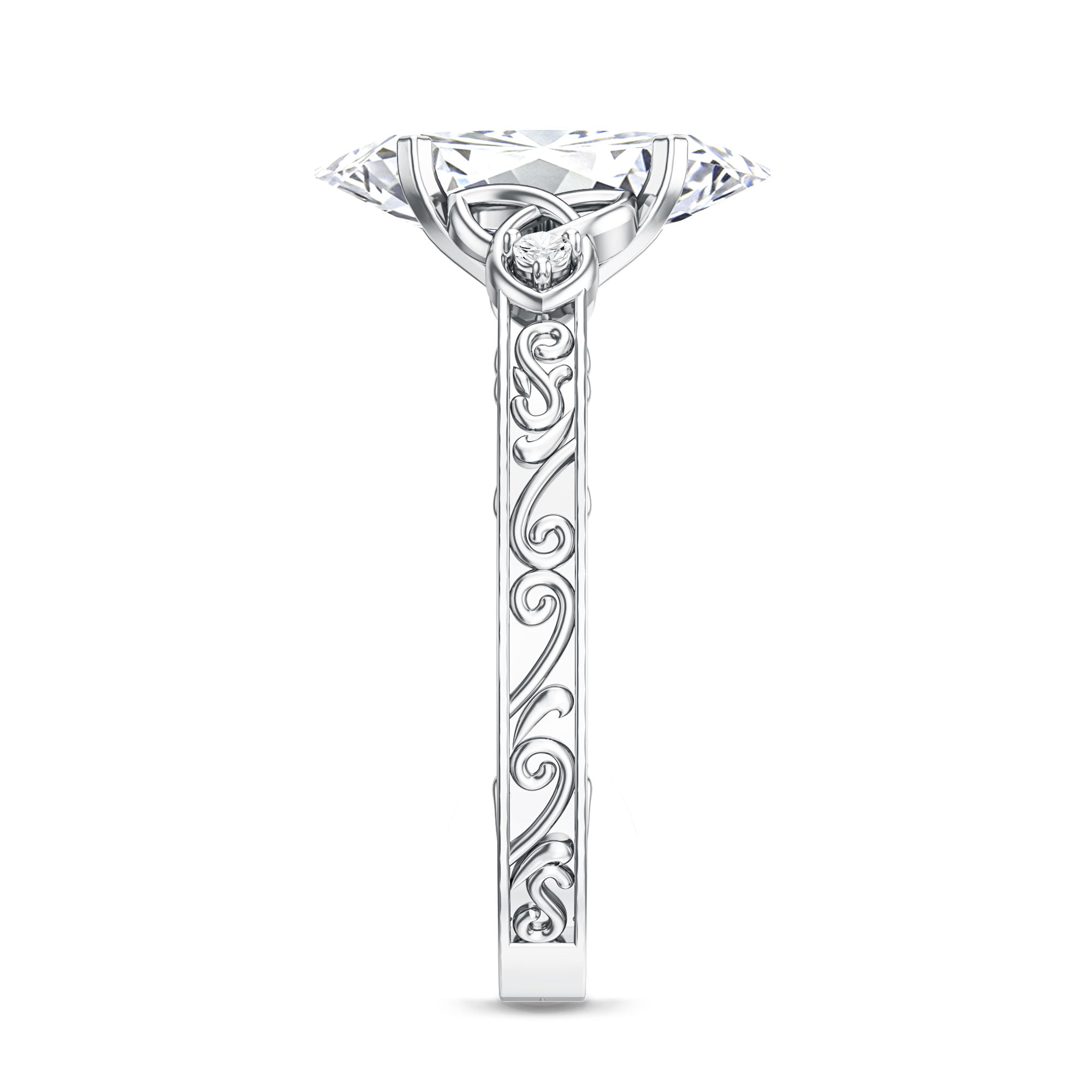IGI Certified Vintage Inspired Lab Grown Marquise Diamond Celtic Engagement Ring 2 Carat Lab - ( E-VS1 ) - Rosec Jewels