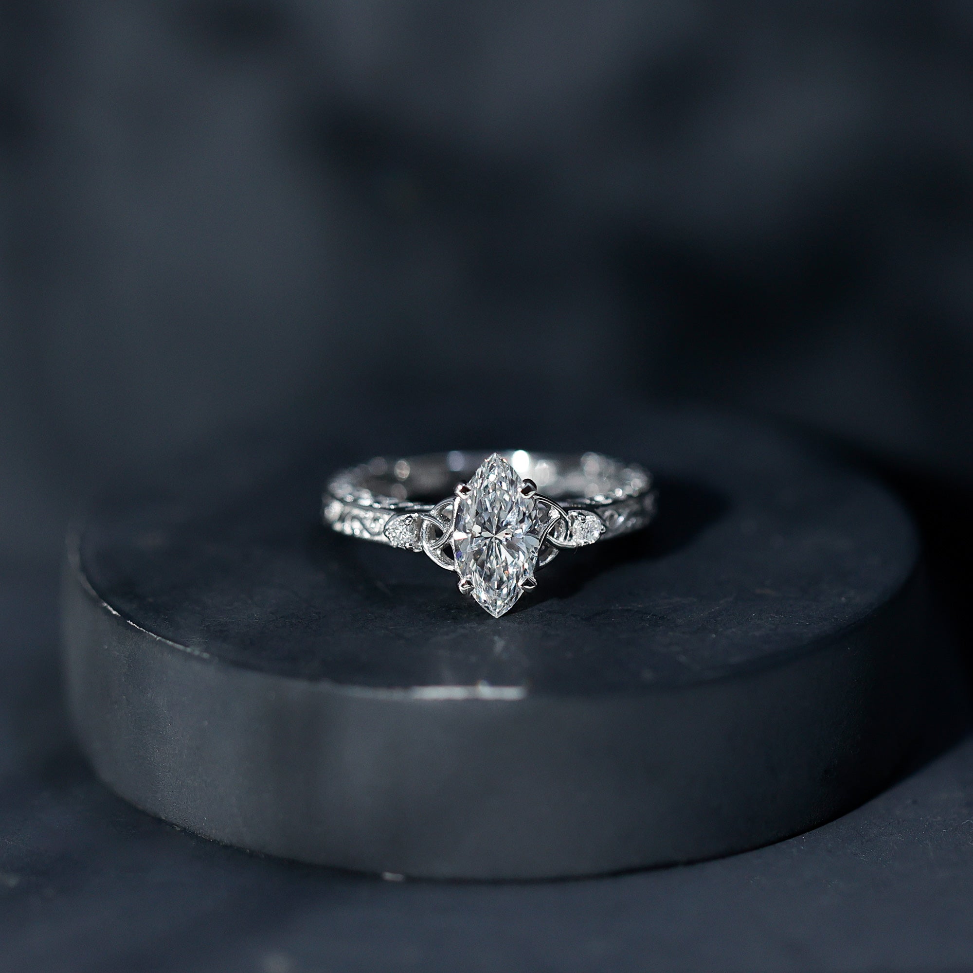 Vintage Inspired 1 Carat Marquise Cut Lab Grown Diamond Celtic Engagement Ring IGI Certified Lab - ( E-VS1 ) - Rosec Jewels