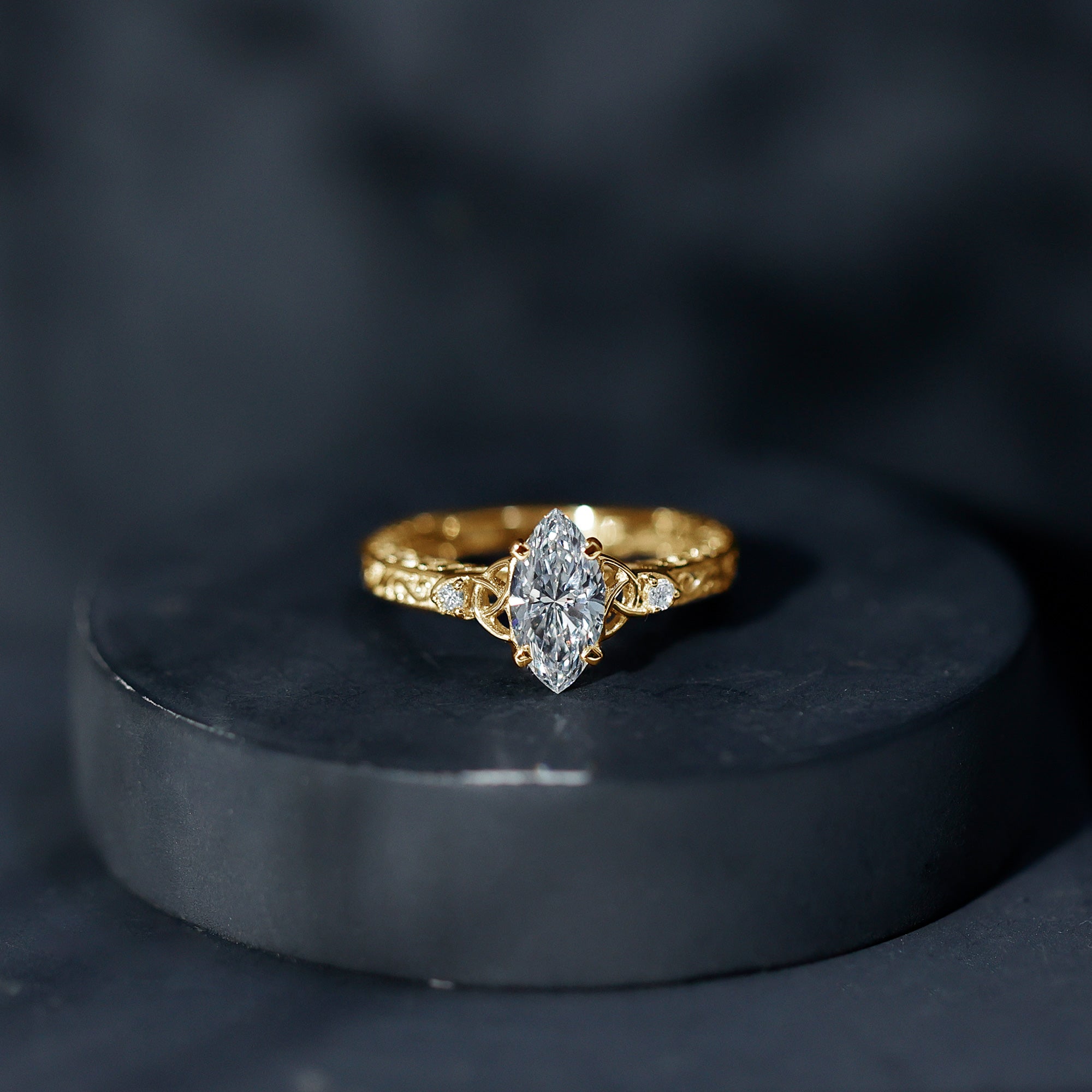 Vintage Inspired 1 Carat Marquise Cut Lab Grown Diamond Celtic Engagement Ring IGI Certified Lab - ( E-VS1 ) - Rosec Jewels