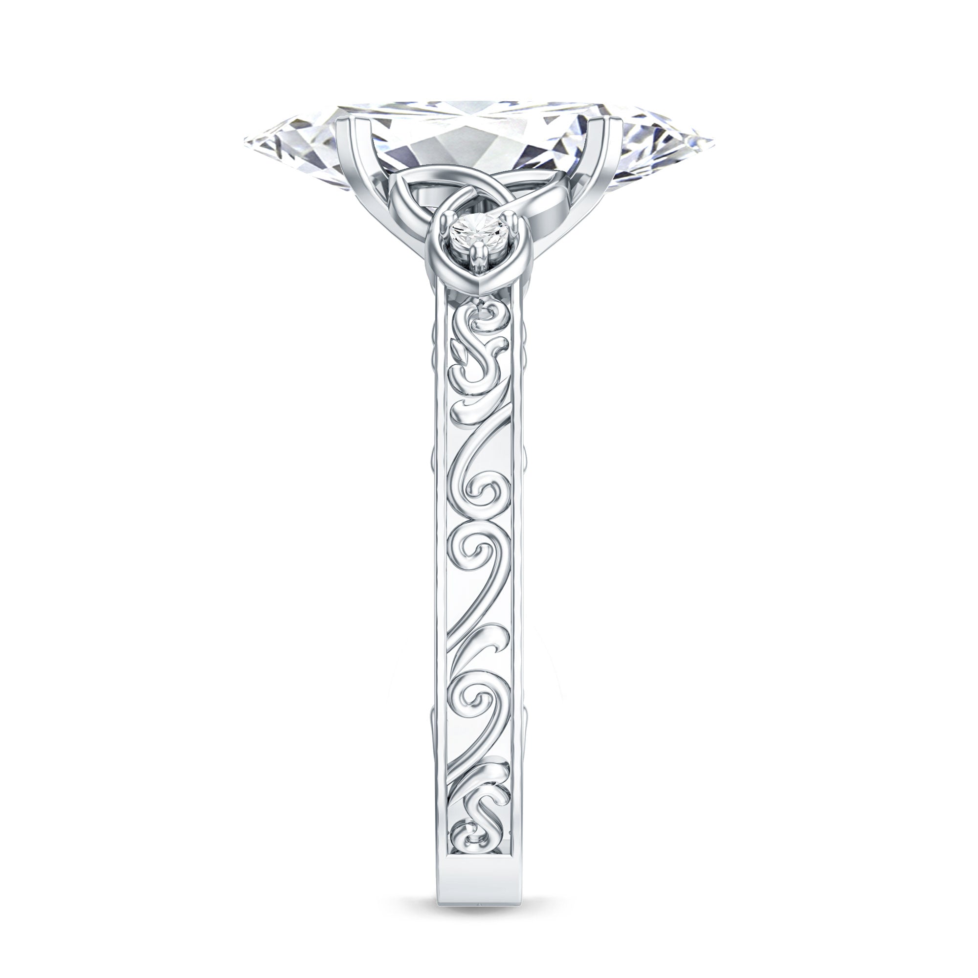 Antique Looking 3 Carat Marquise Lab Diamond Celtic Knot Engagement Ring IGI Certified Lab - ( E-VS1 ) - Rosec Jewels