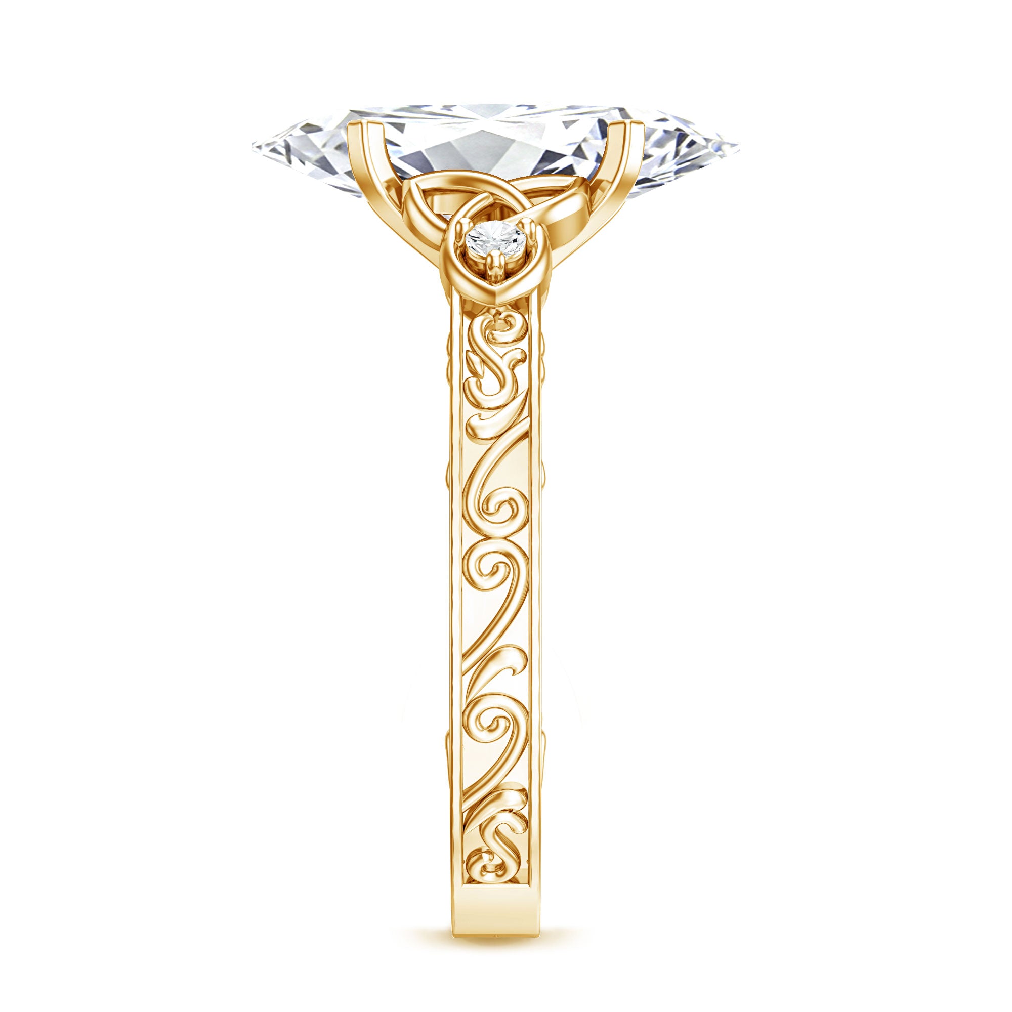 Antique Looking 3 Carat Marquise Lab Diamond Celtic Knot Engagement Ring IGI Certified Lab - ( E-VS1 ) - Rosec Jewels