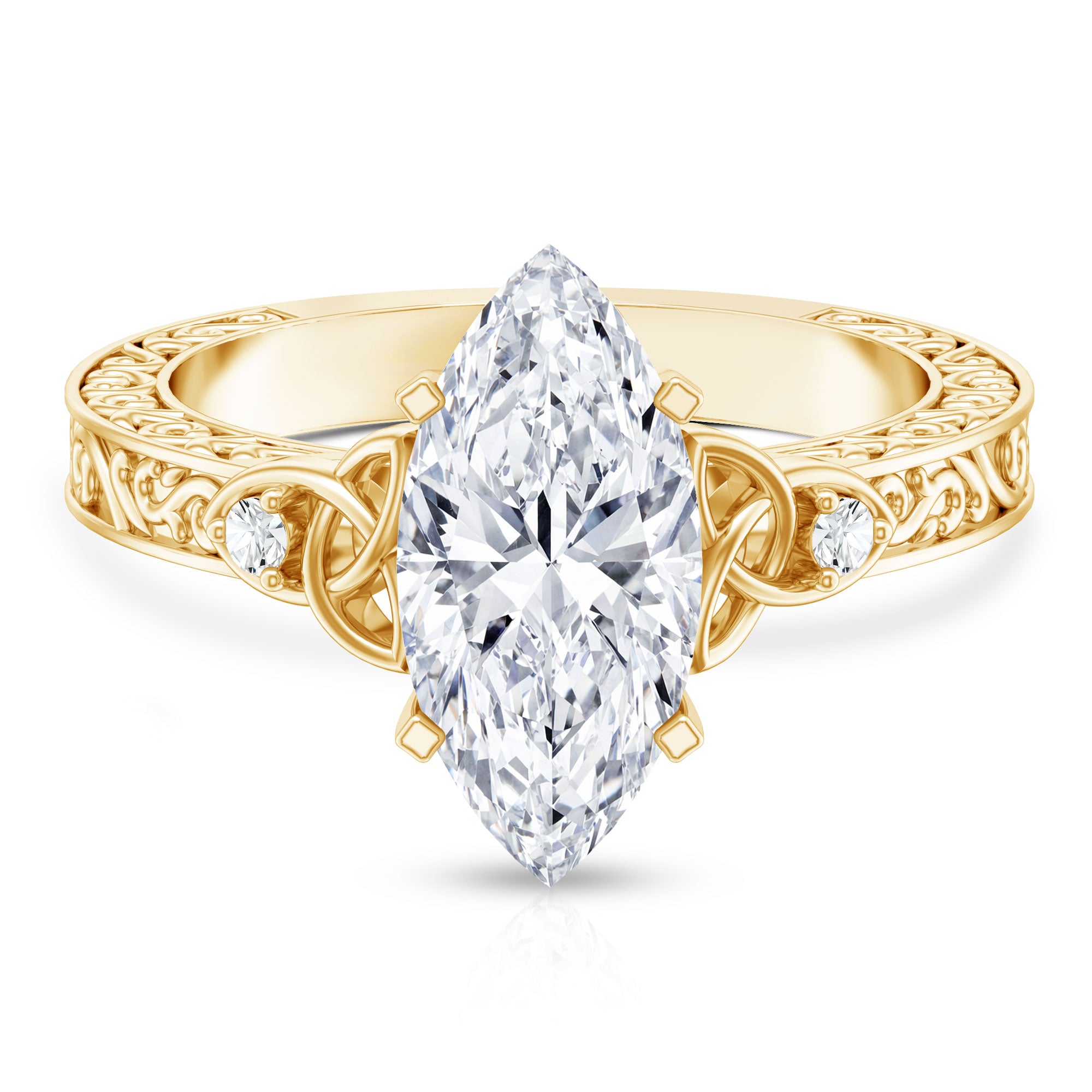 Antique Looking 3 Carat Marquise Lab Diamond Celtic Knot Engagement Ring IGI Certified Lab - ( E-VS1 ) - Rosec Jewels