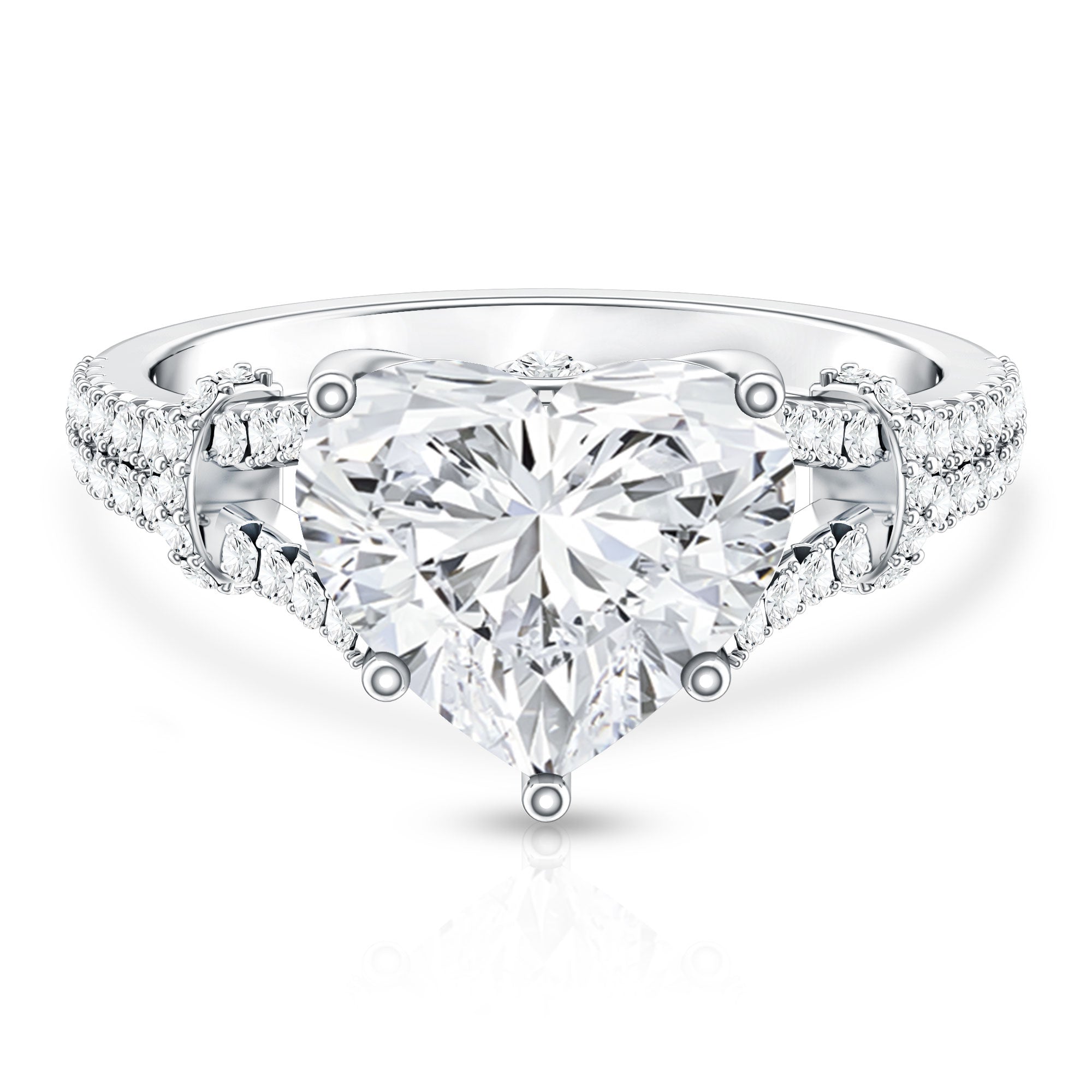 Rosec Jewels-IGI Certified 4 Carat Big Heart Lab Grown Diamond Split Shank Engagement Ring