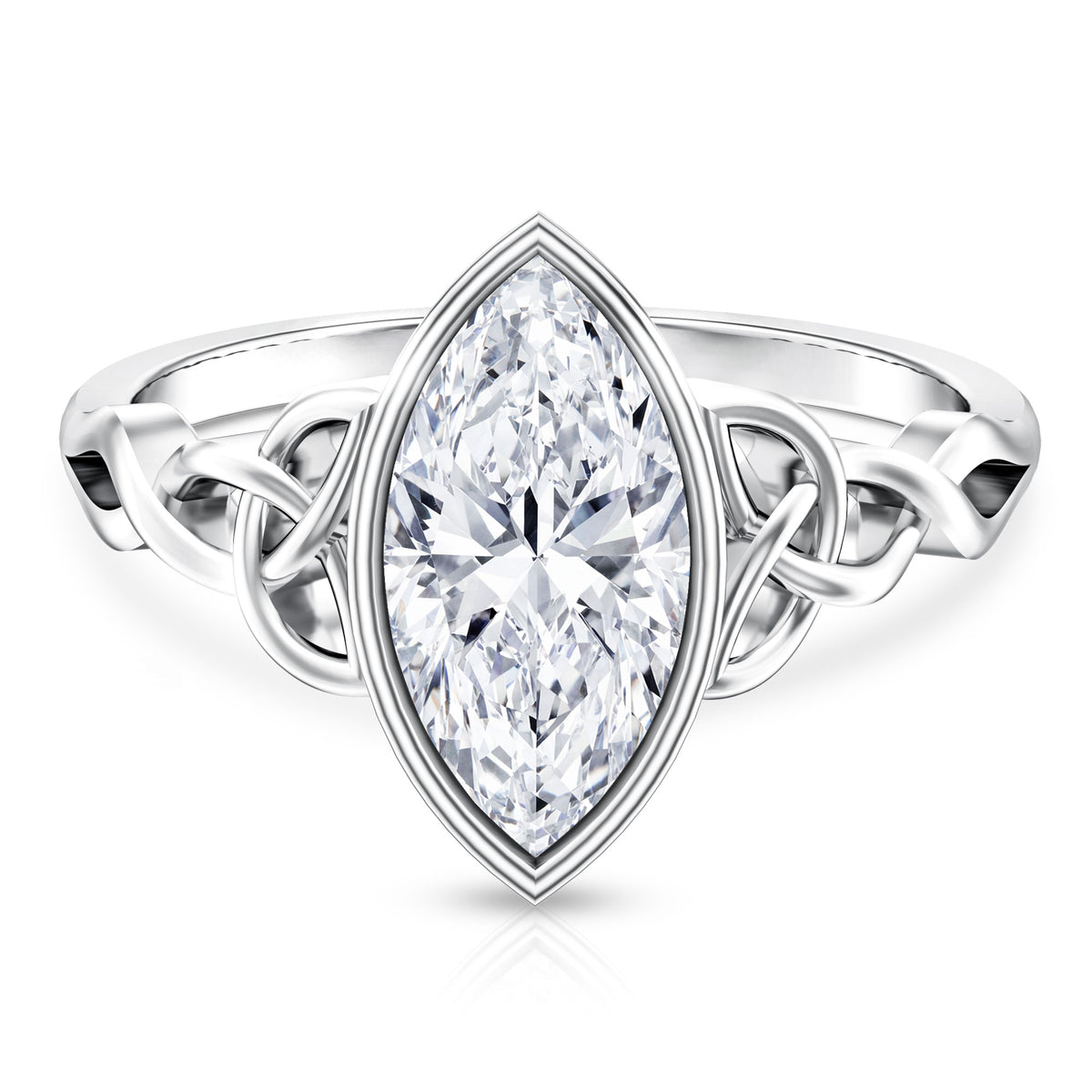 Solitaire Marquise Cut 2 Carat Lab Grown Diamond Celtic Engagement Ring IGI Certified Lab - ( E-VS1 ) - Rosec Jewels