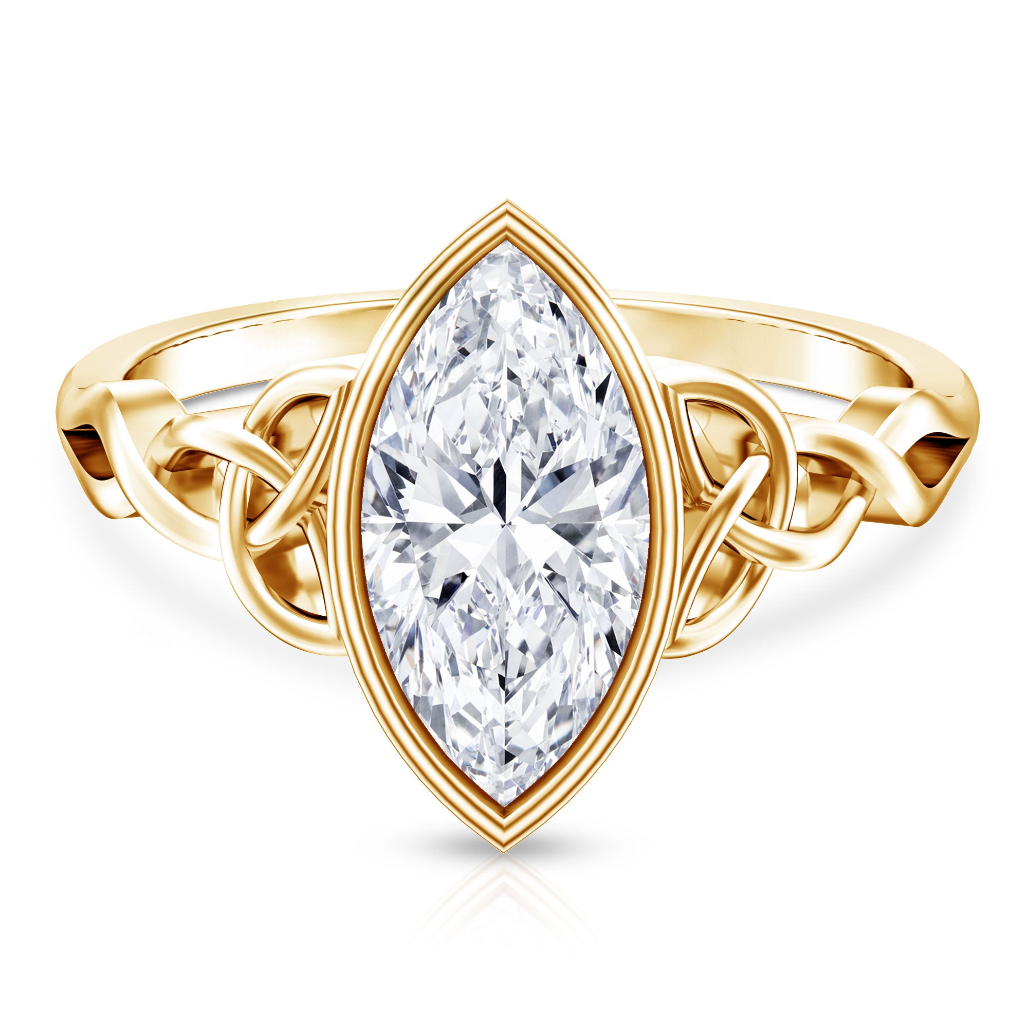 Solitaire Marquise Cut 2 Carat Lab Grown Diamond Celtic Engagement Ring IGI Certified Lab - ( E-VS1 ) - Rosec Jewels
