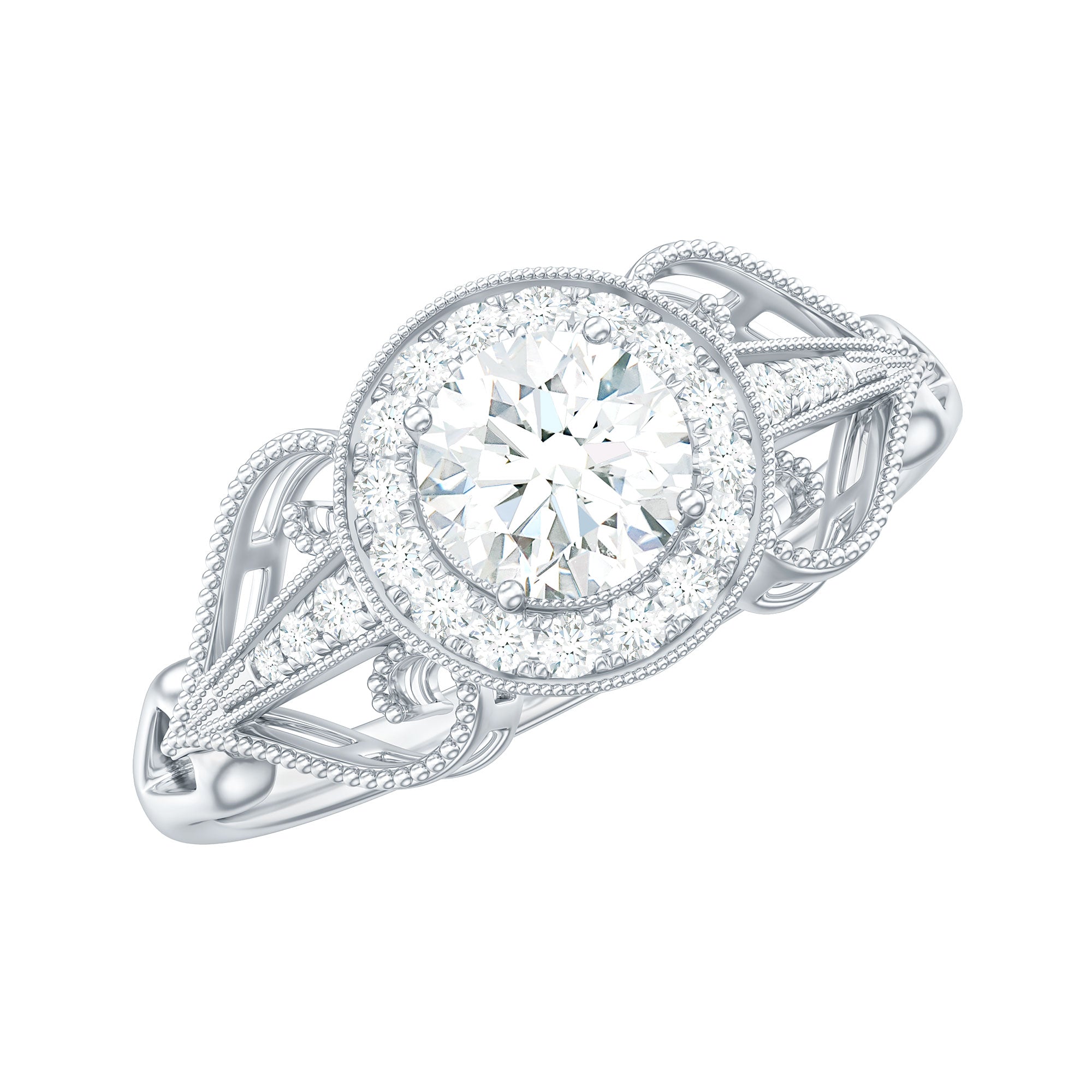 3/4 CT Statement Zircon Engagement Ring with Beaded Details