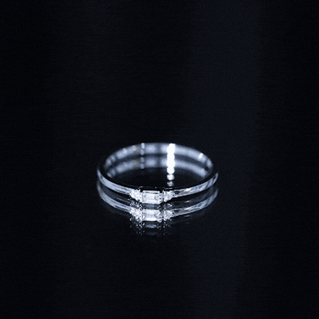 Minimalist Baguette and Round Diamond Promise Ring Natural - ( HI-SI ) - Rosec Jewels