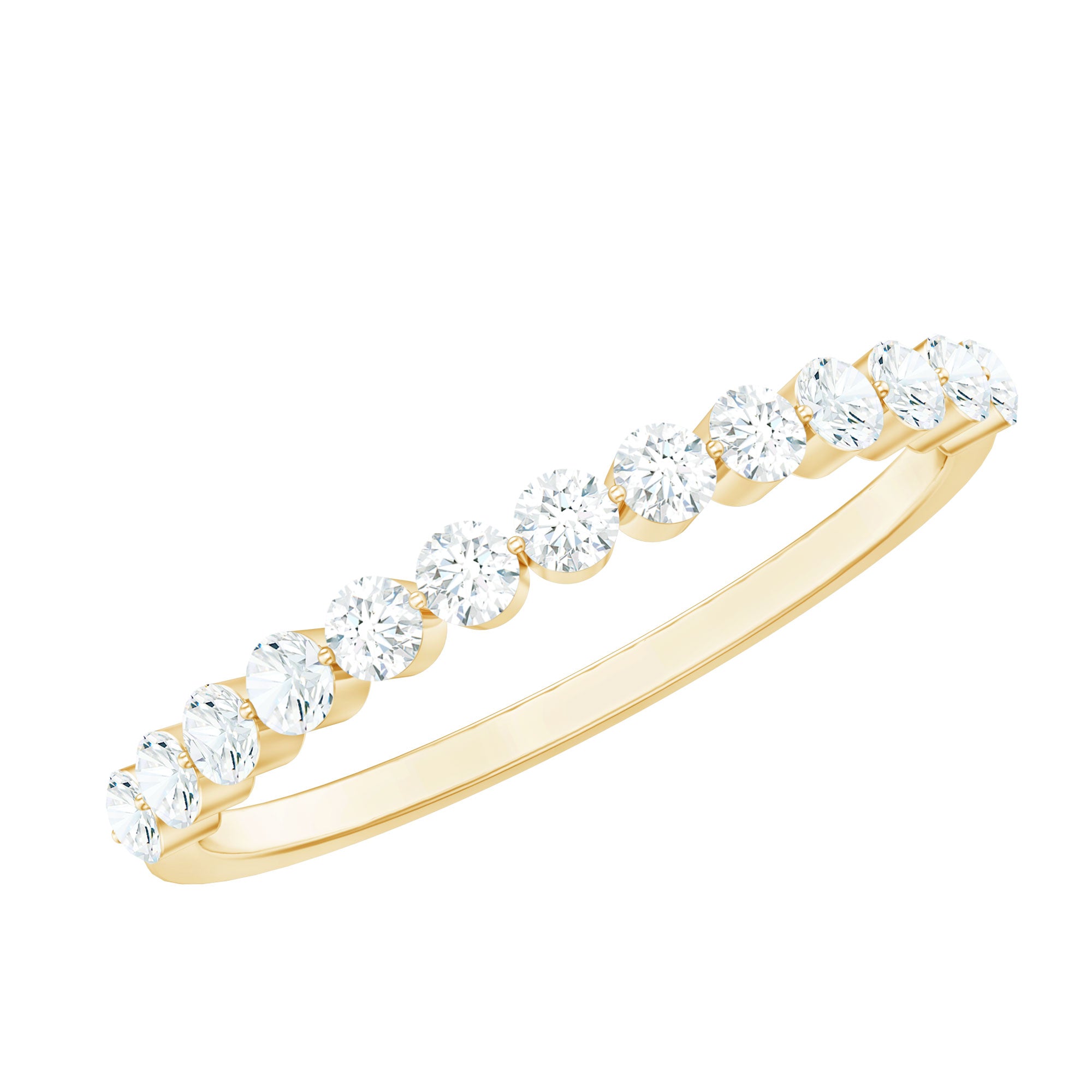 Natural Diamond Half Eternity Stackable Ring Natural - ( HI-SI ) - Rosec Jewels
