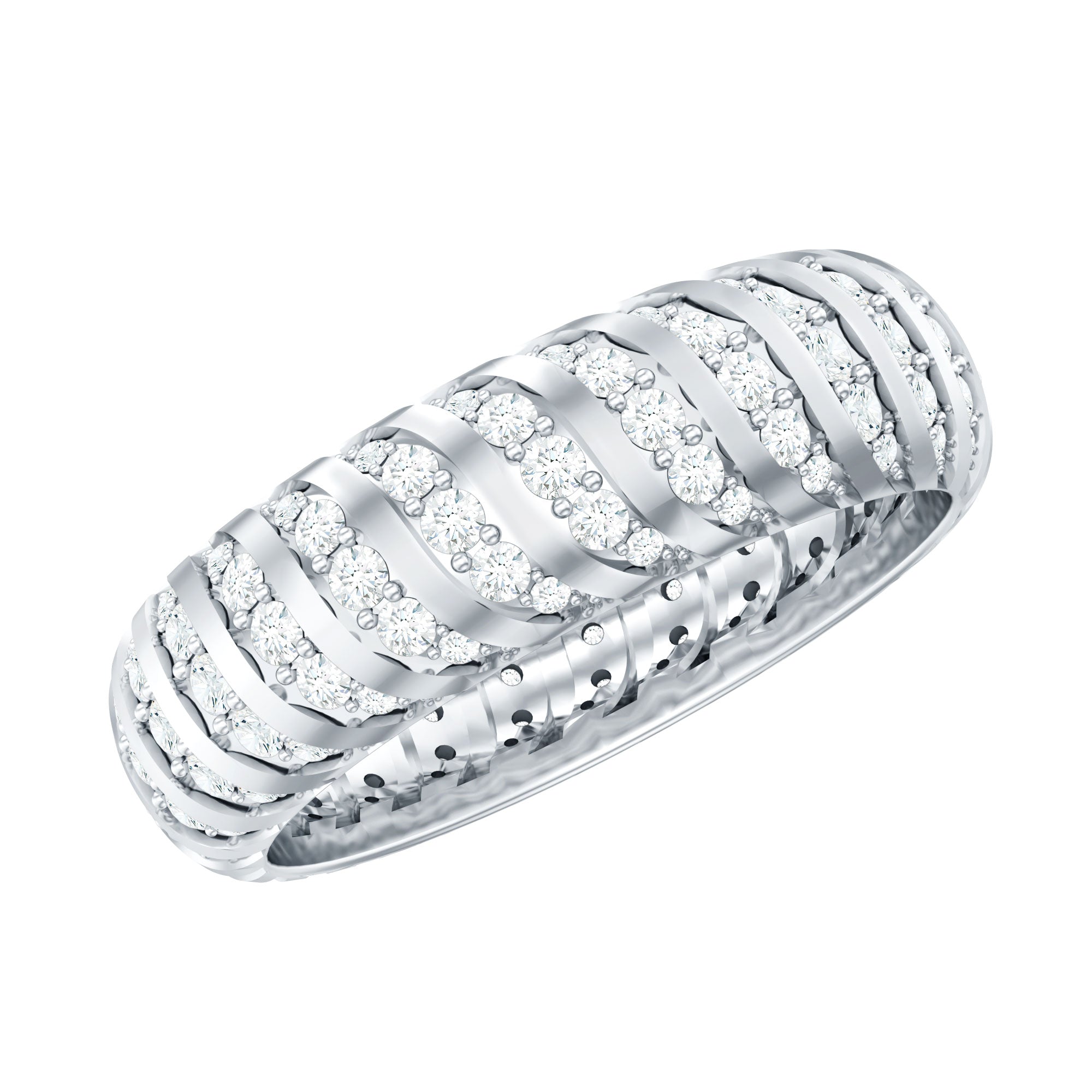 Pave Set Certified Moissanite Wedding Anniversary Band D-VS1 - Rosec Jewels