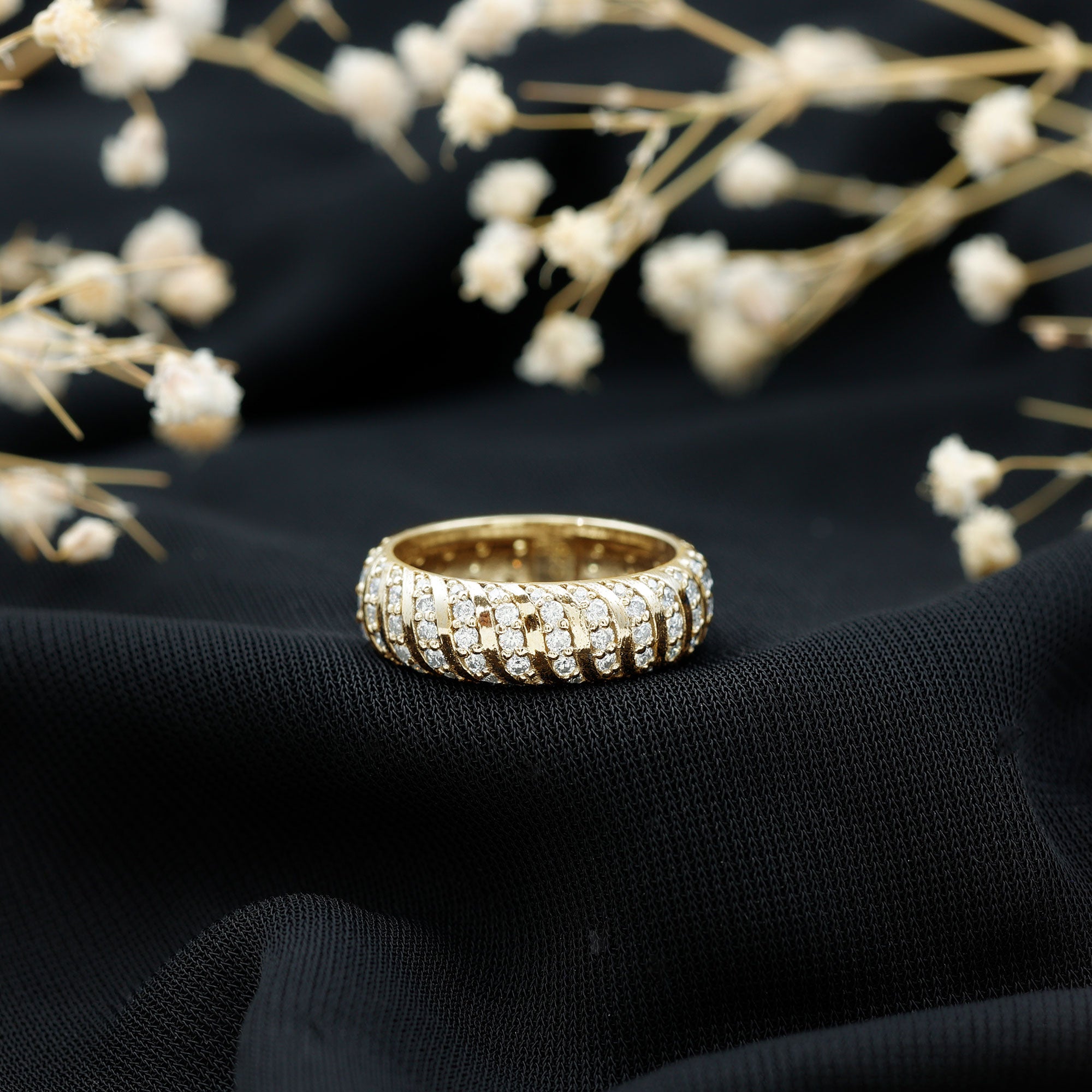 Pave Set Certified Moissanite Wedding Anniversary Band D-VS1 - Rosec Jewels