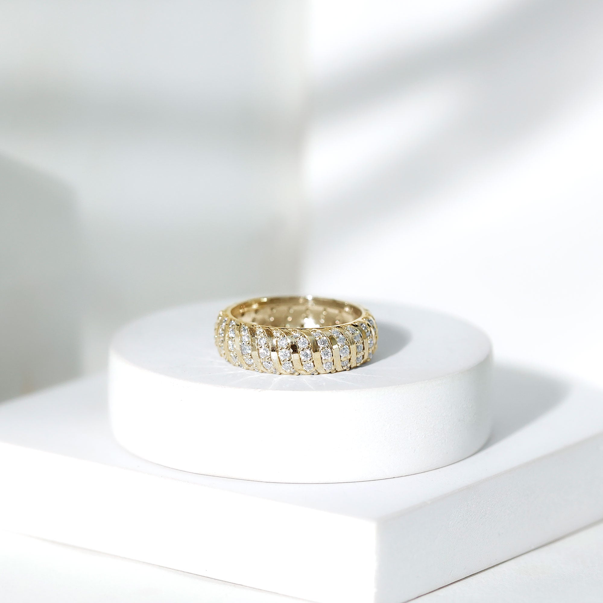 Pave Set Certified Moissanite Wedding Anniversary Band D-VS1 - Rosec Jewels