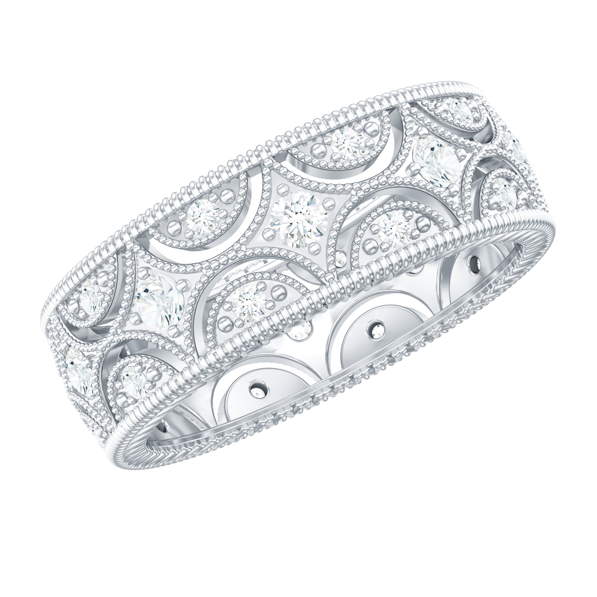 Designer Moissanite Wedding Band Ring