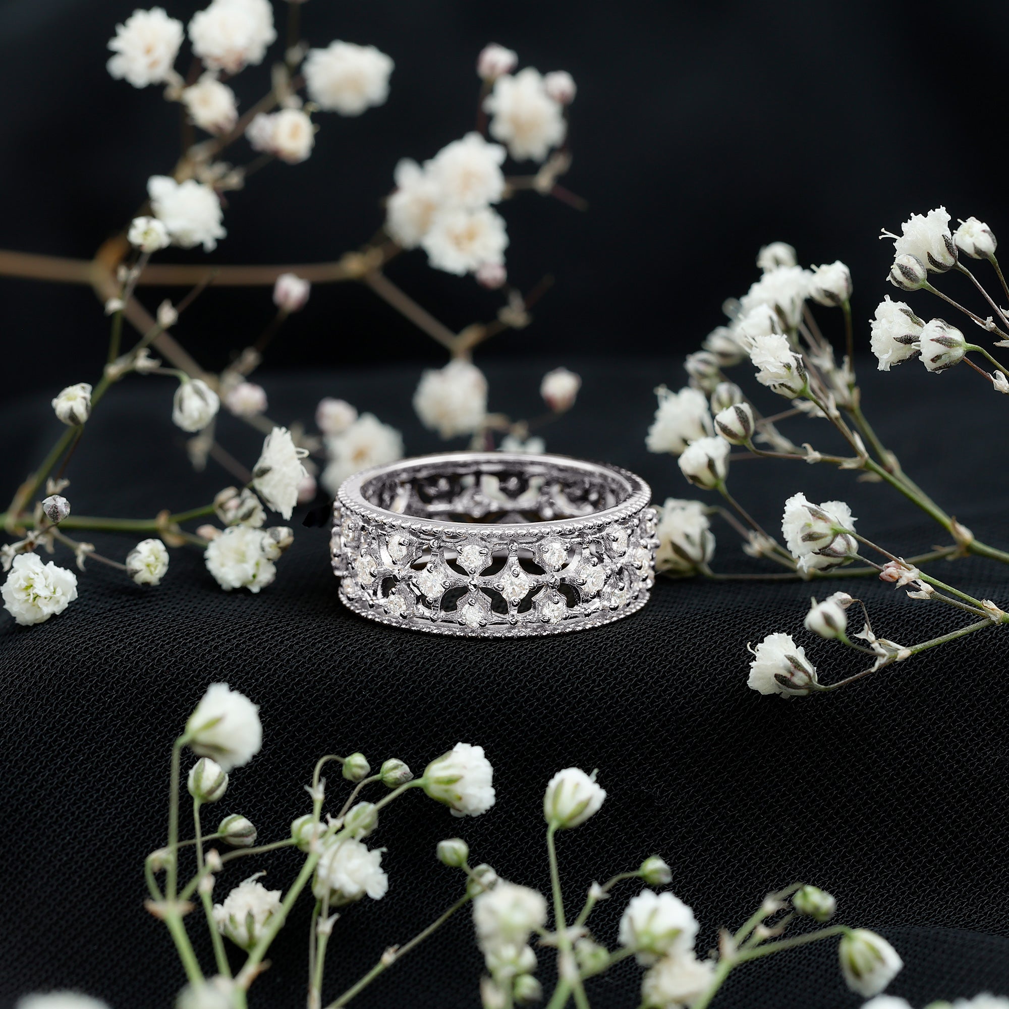 Designer Moissanite Wedding Band Ring D-VS1 - Rosec Jewels