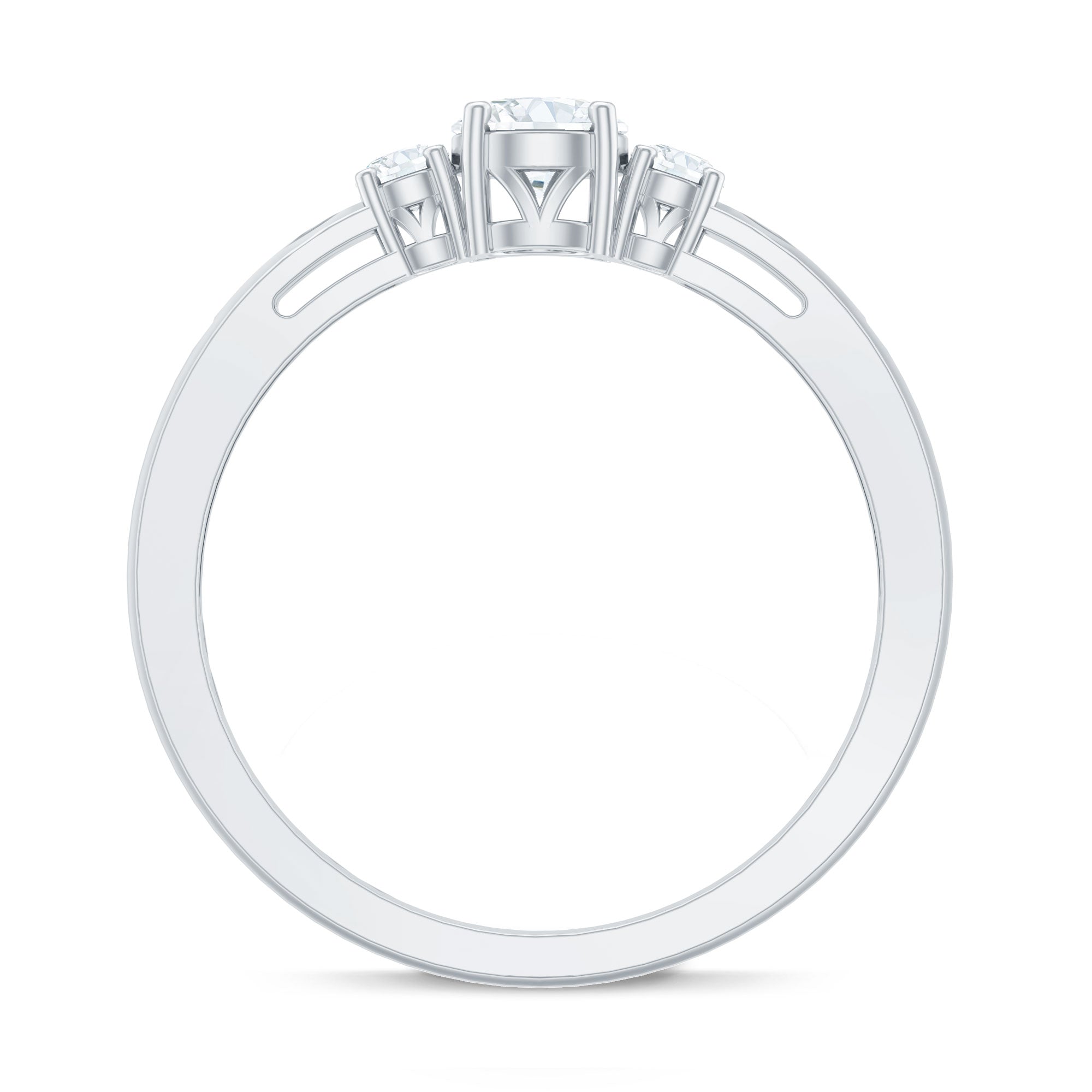 Certified Moissanite 3 Stone Proposal Ring For Her D-VS1 - Rosec Jewels