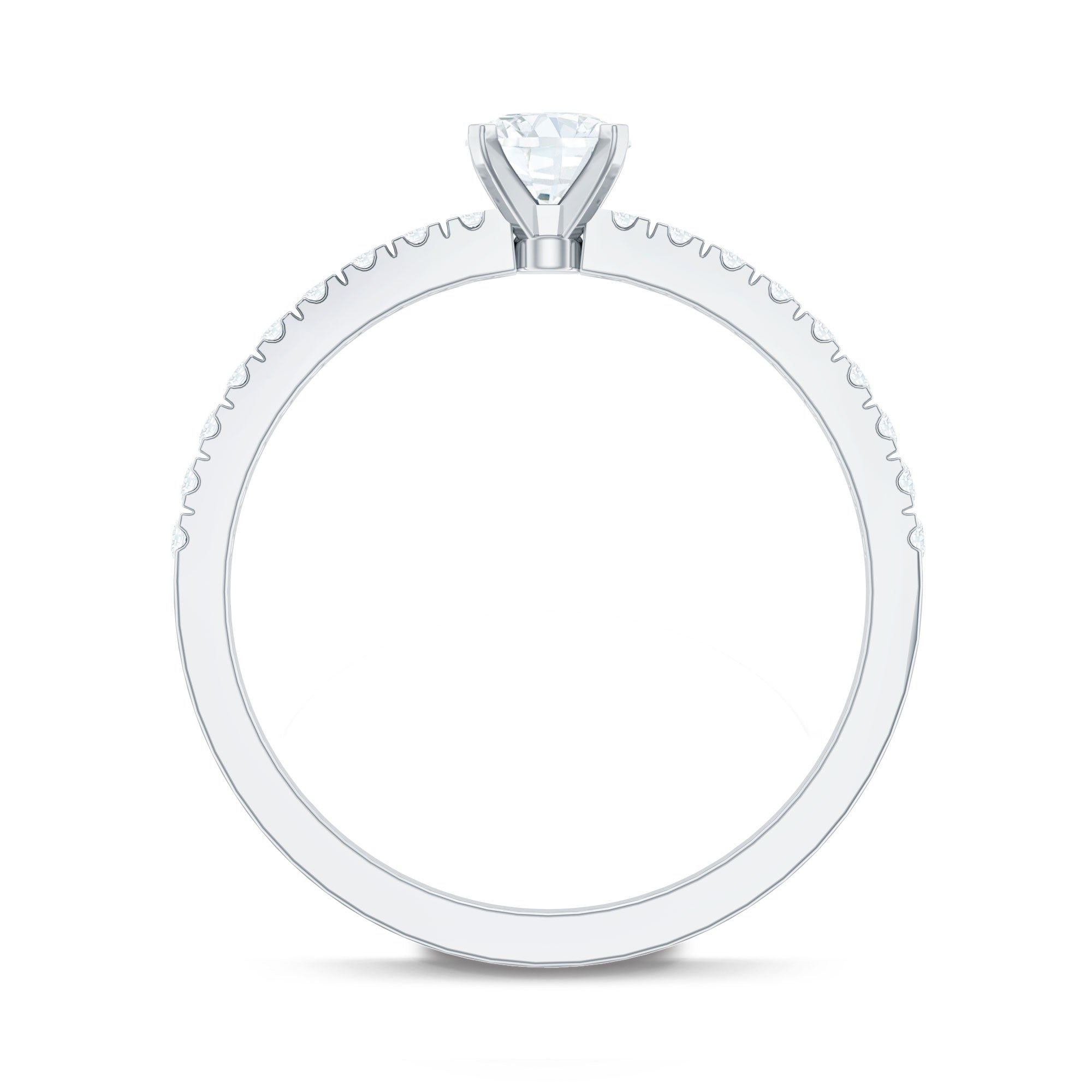 Rosec Jewels-Moissanite Minimal Engagement Ring with Side Stone