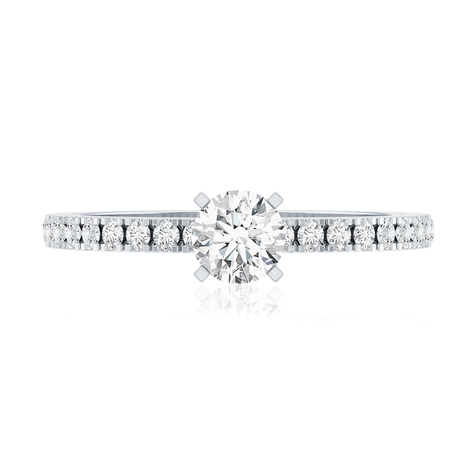 Rosec Jewels-Moissanite Minimal Engagement Ring with Side Stone