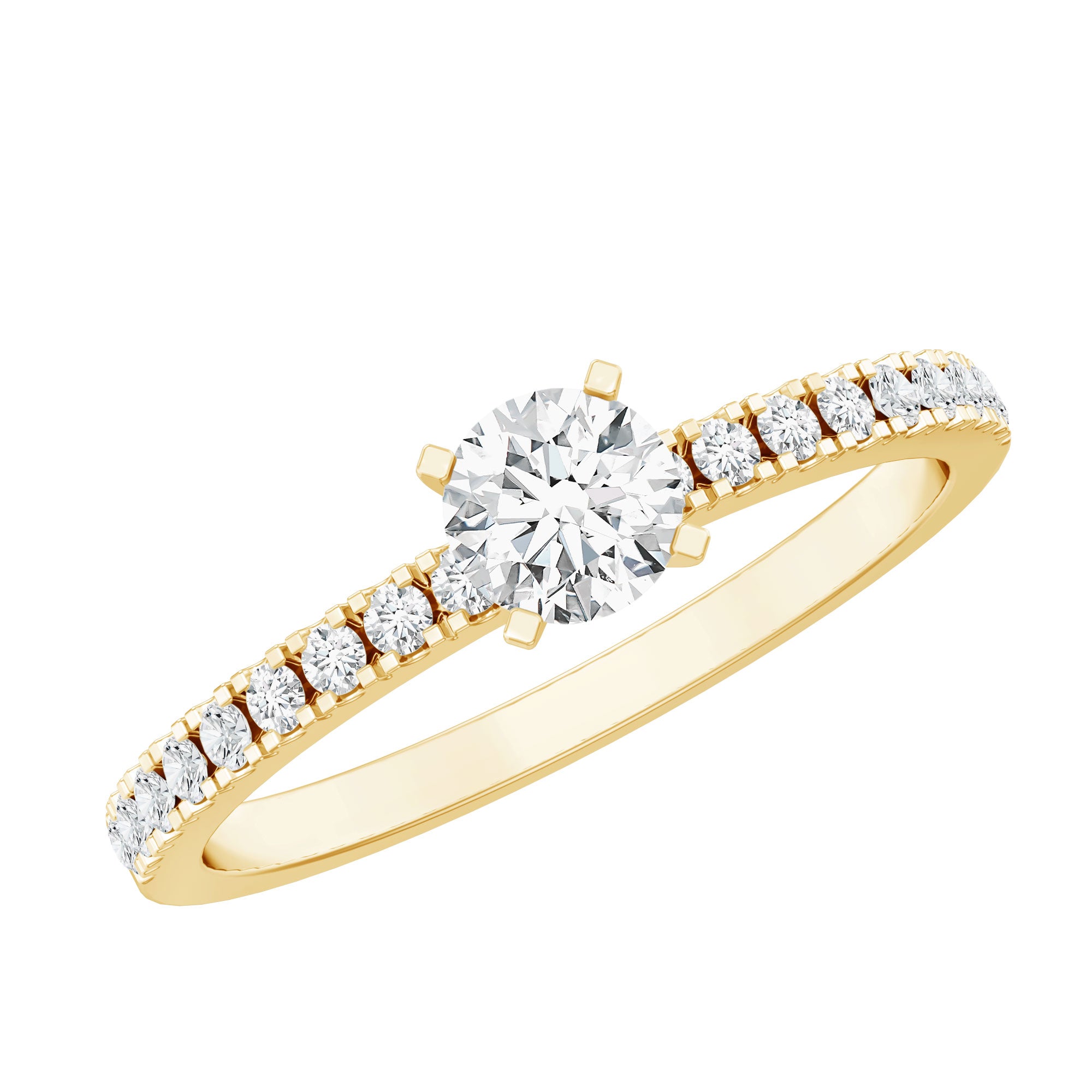 Rosec Jewels-Moissanite Minimal Engagement Ring with Side Stone