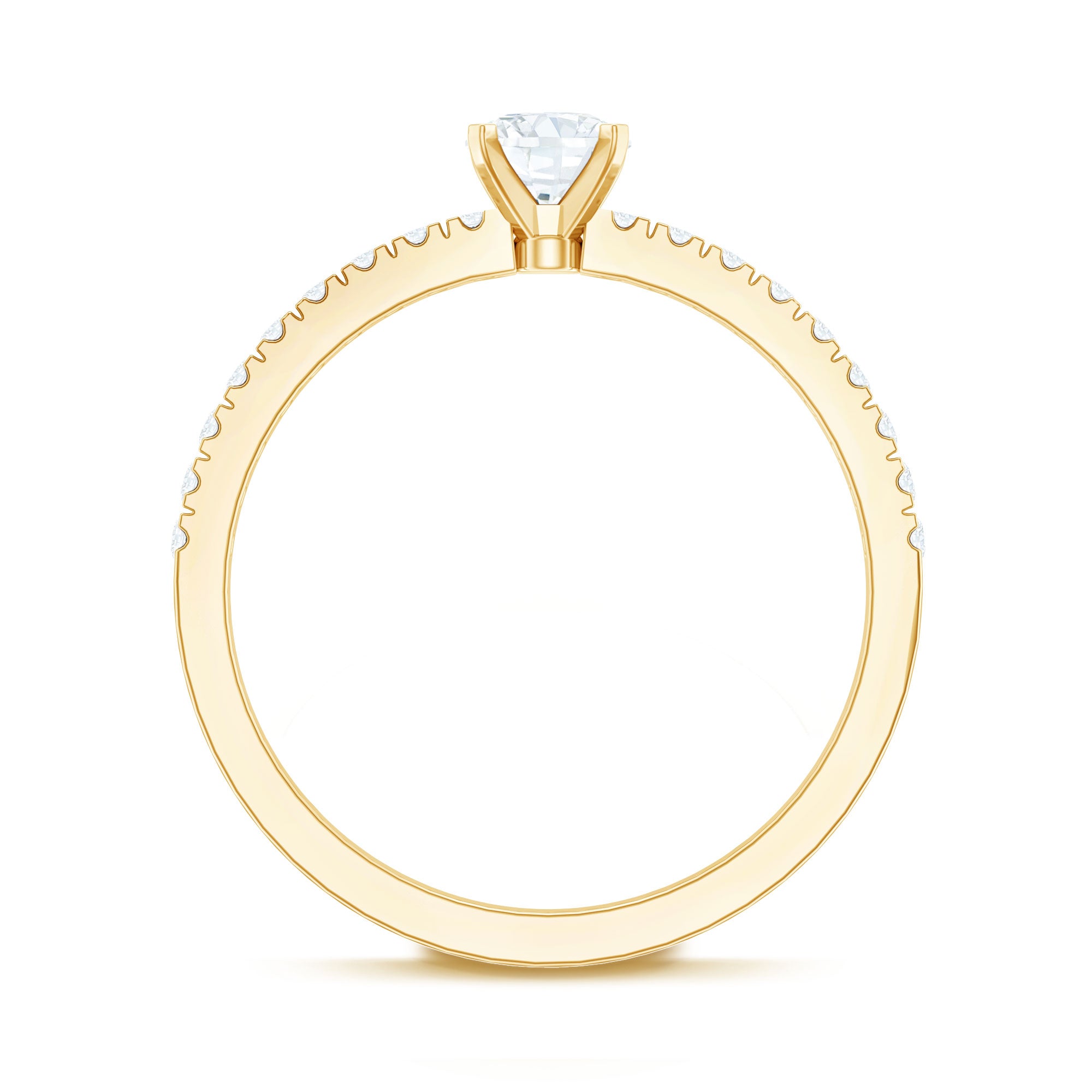 Rosec Jewels-Moissanite Minimal Engagement Ring with Side Stone