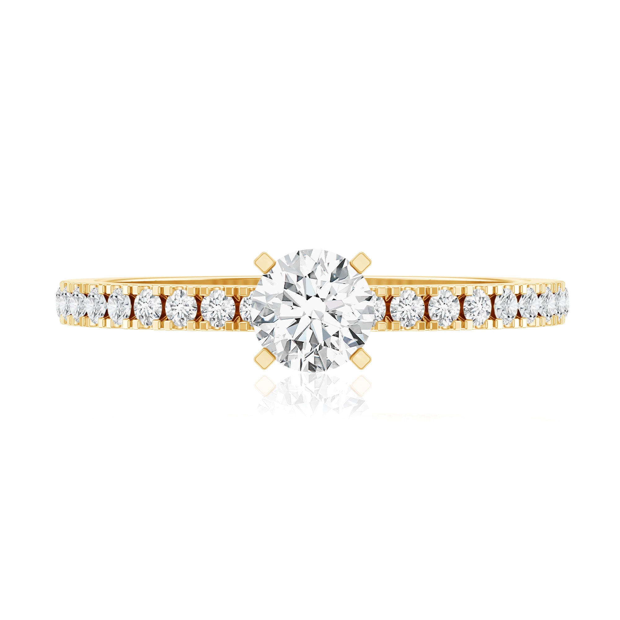 Rosec Jewels-Moissanite Minimal Engagement Ring with Side Stone