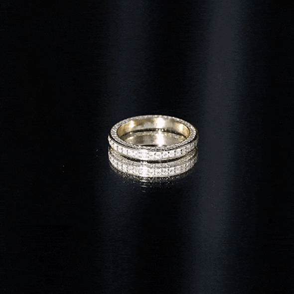 Round Cut Moissanite Full Eternity Wedding Band Ring D-VS1 - Rosec Jewels