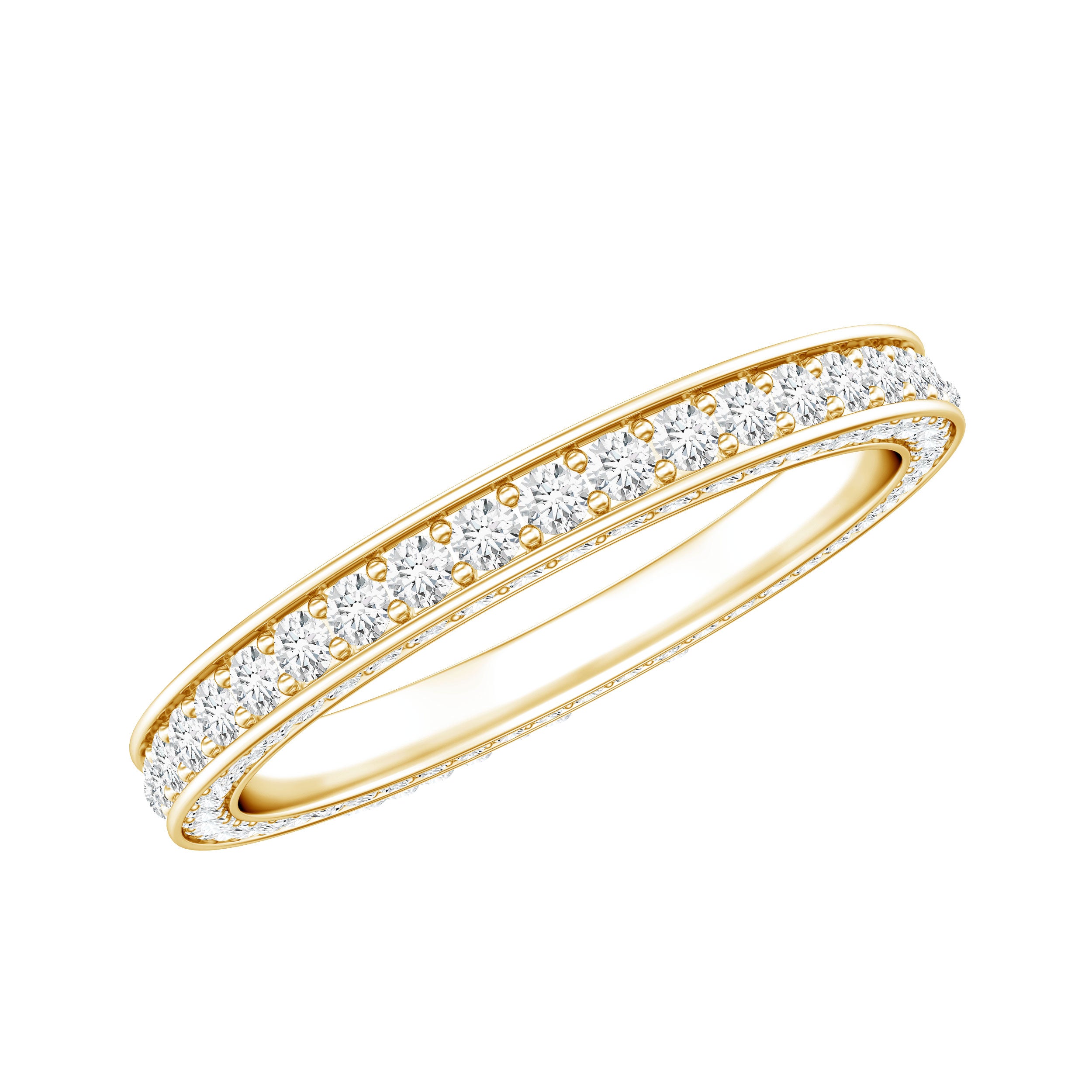 Round Cut Moissanite Full Eternity Wedding Band Ring D-VS1 - Rosec Jewels