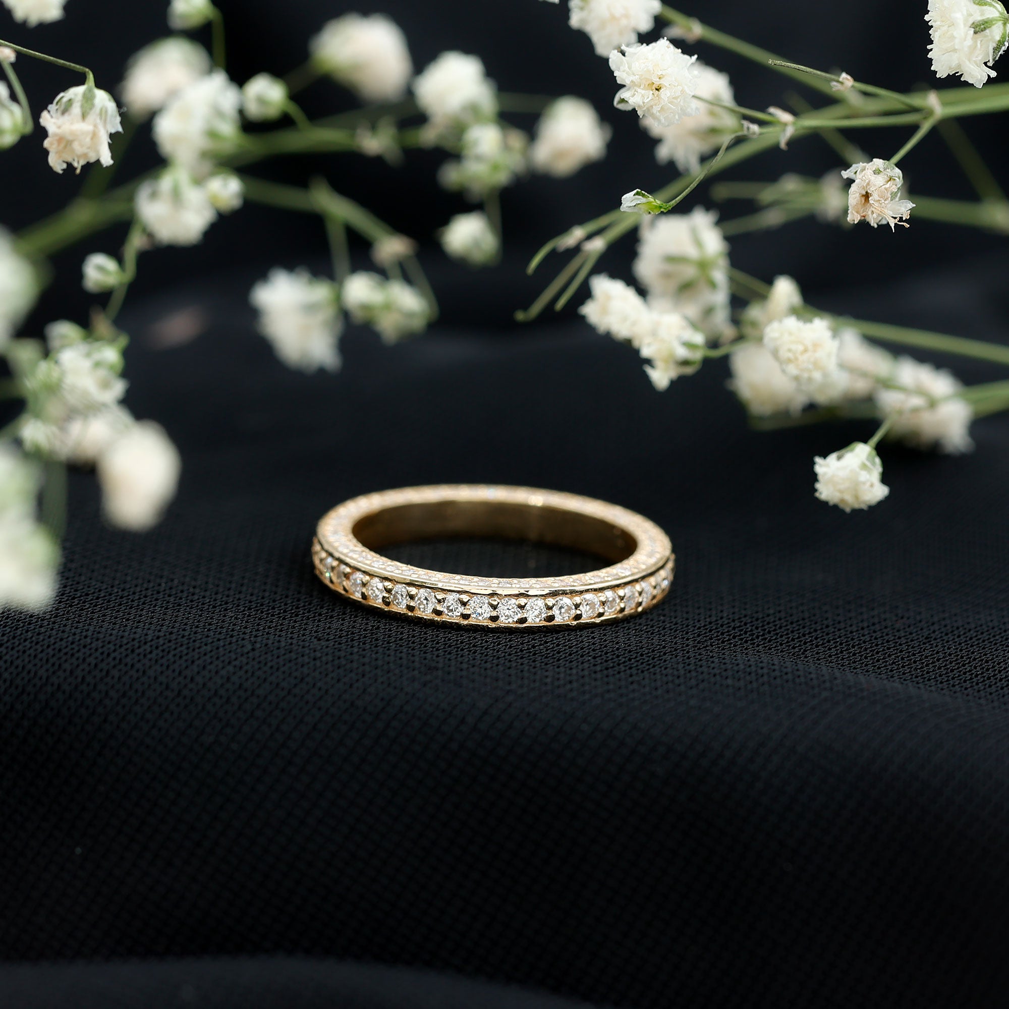 Round Cut Moissanite Full Eternity Wedding Band Ring D-VS1 - Rosec Jewels