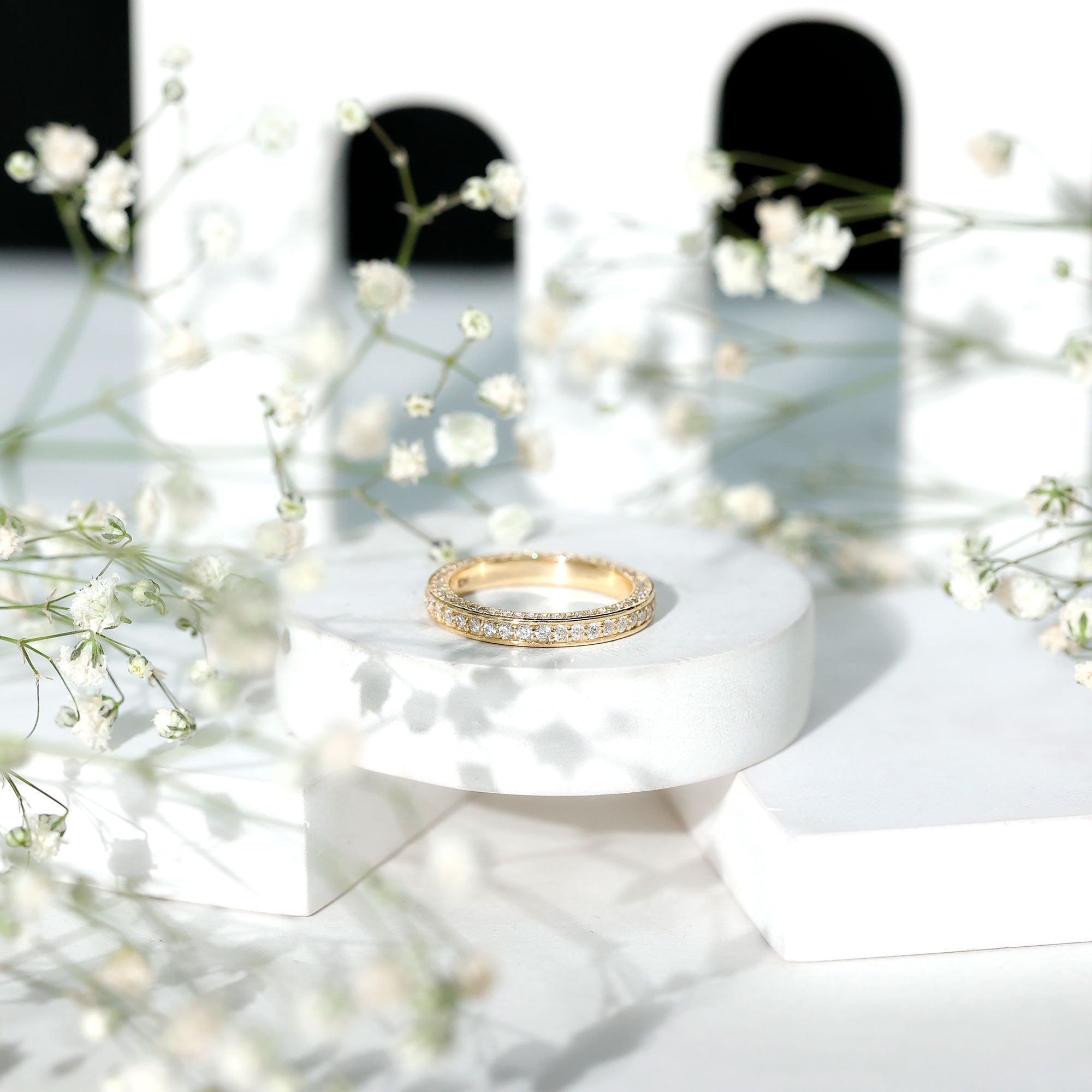 Round Cut Moissanite Full Eternity Wedding Band Ring D-VS1 - Rosec Jewels