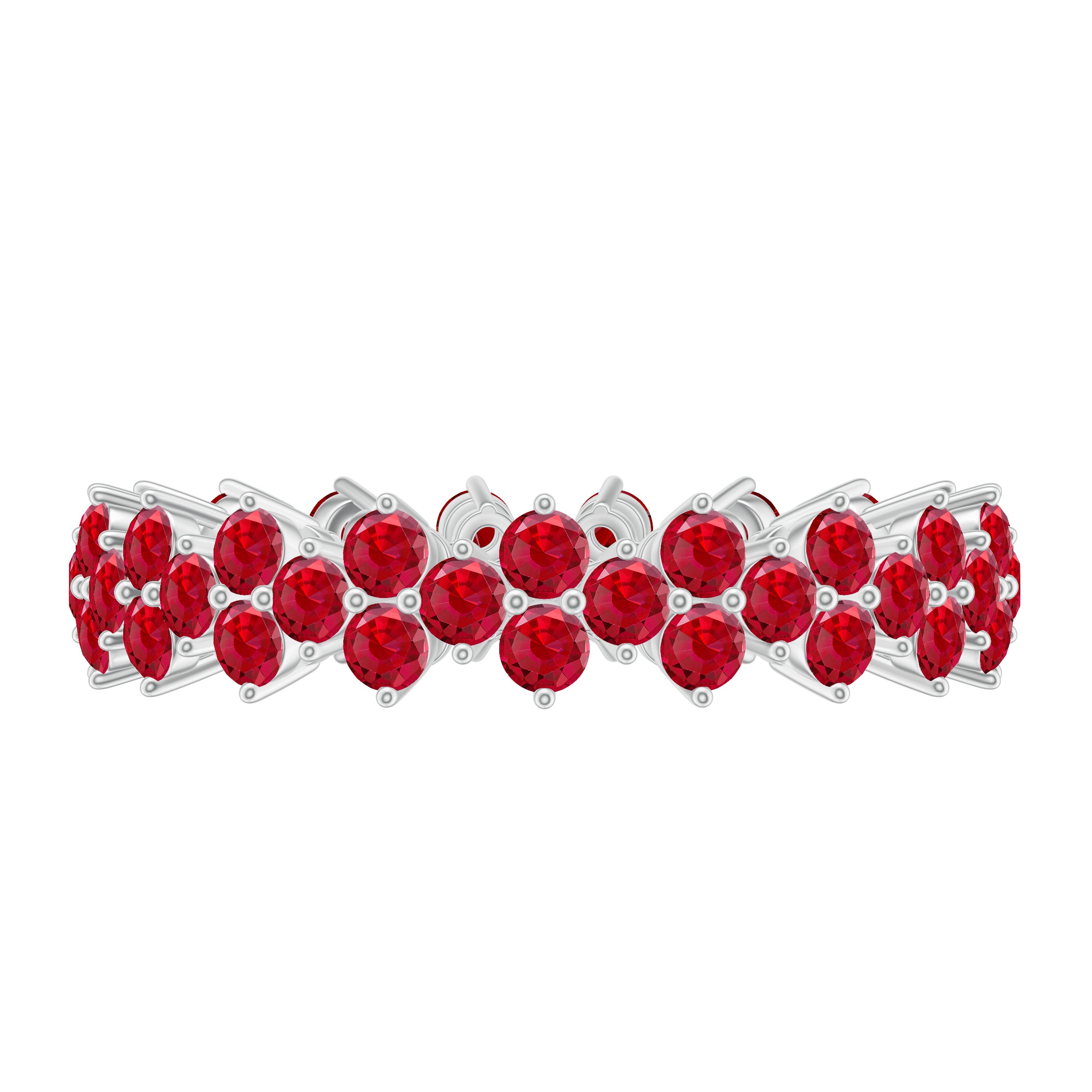 Rosec Jewels-Round Lab Created Ruby Cluster Eternity Ring in Prong Setting