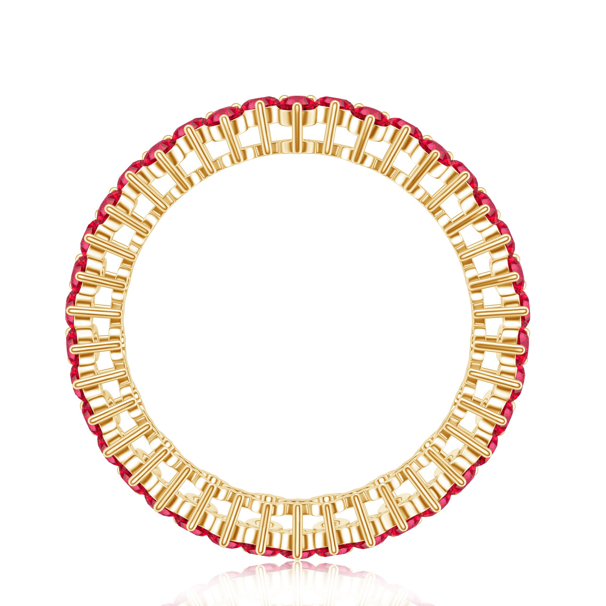 Round Lab Created Ruby Cluster Eternity Ring in Prong Setting AAAA - Rosec Jewels