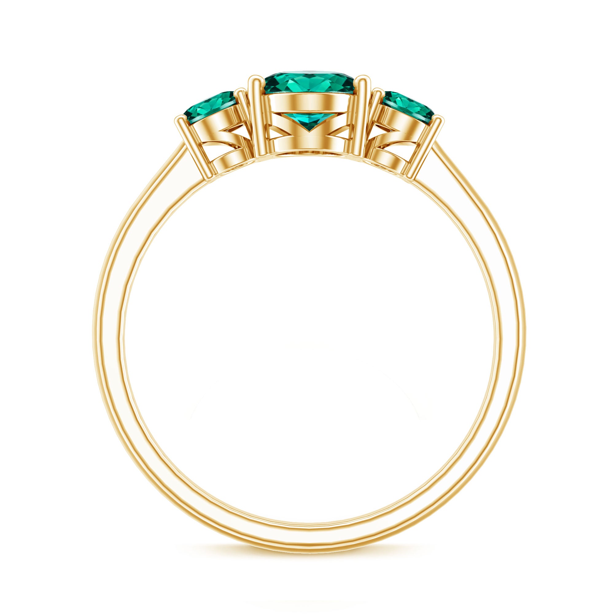 AAAA Quality Oval Cut Lab Created Emerald Three Stone Ring for Women AAAA - Rosec Jewels