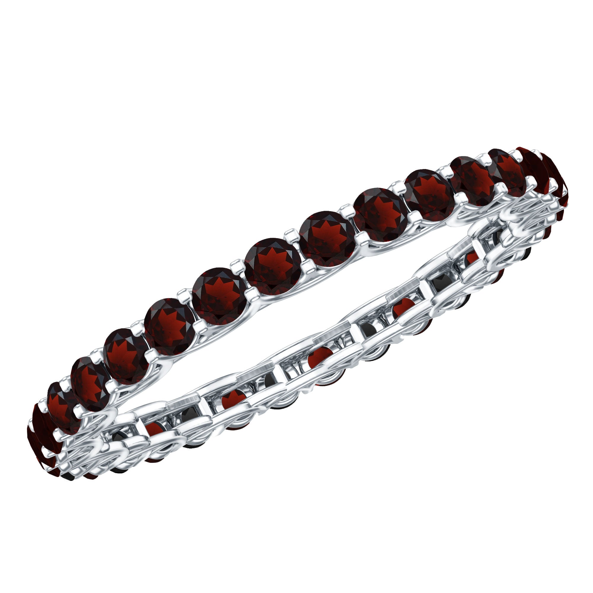 Certified Real Garnet Eternity Ring for Anniversary AAA - Rosec Jewels