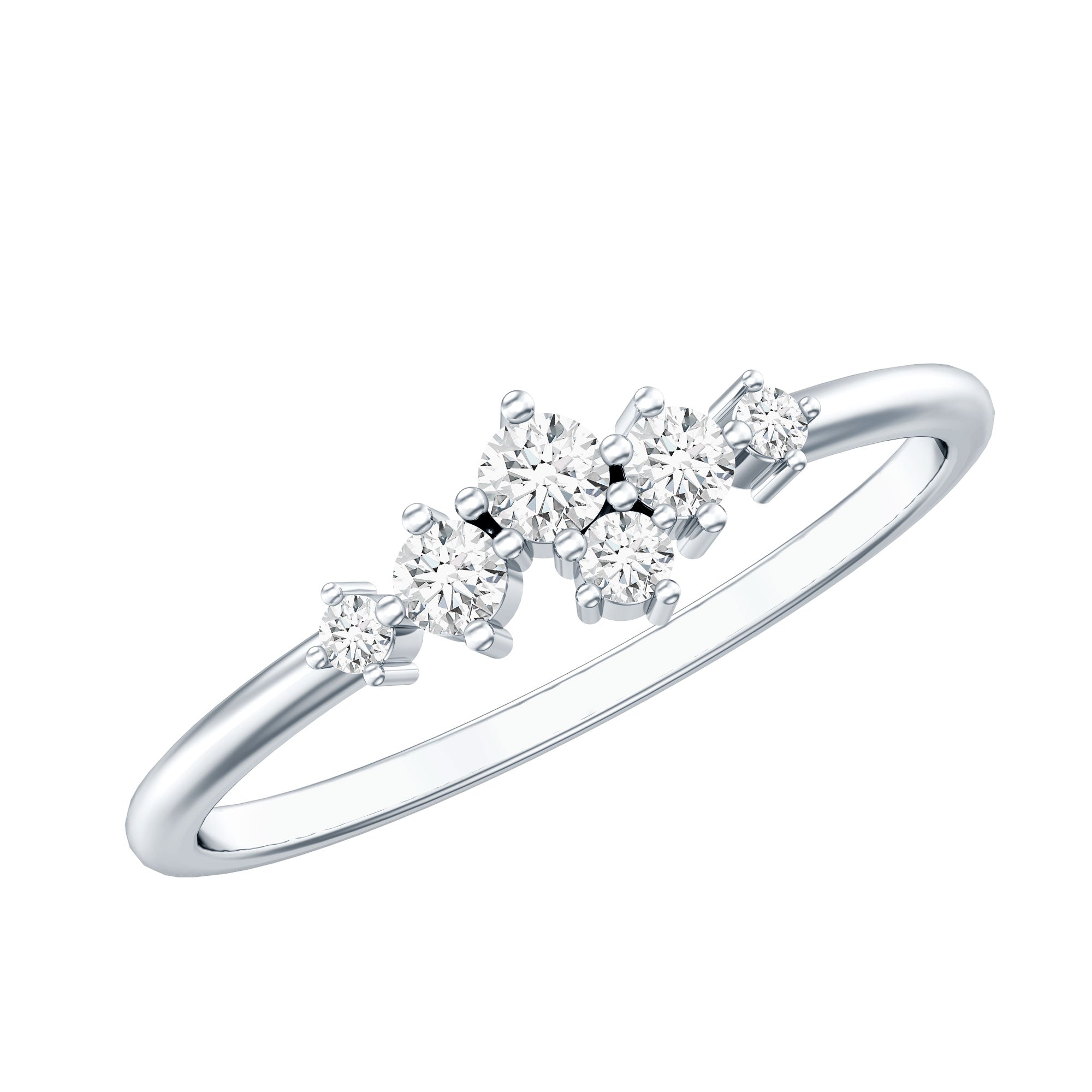 Certified Diamond Cluster Promise Ring in Prong Setting Natural - ( HI-SI ) - Rosec Jewels