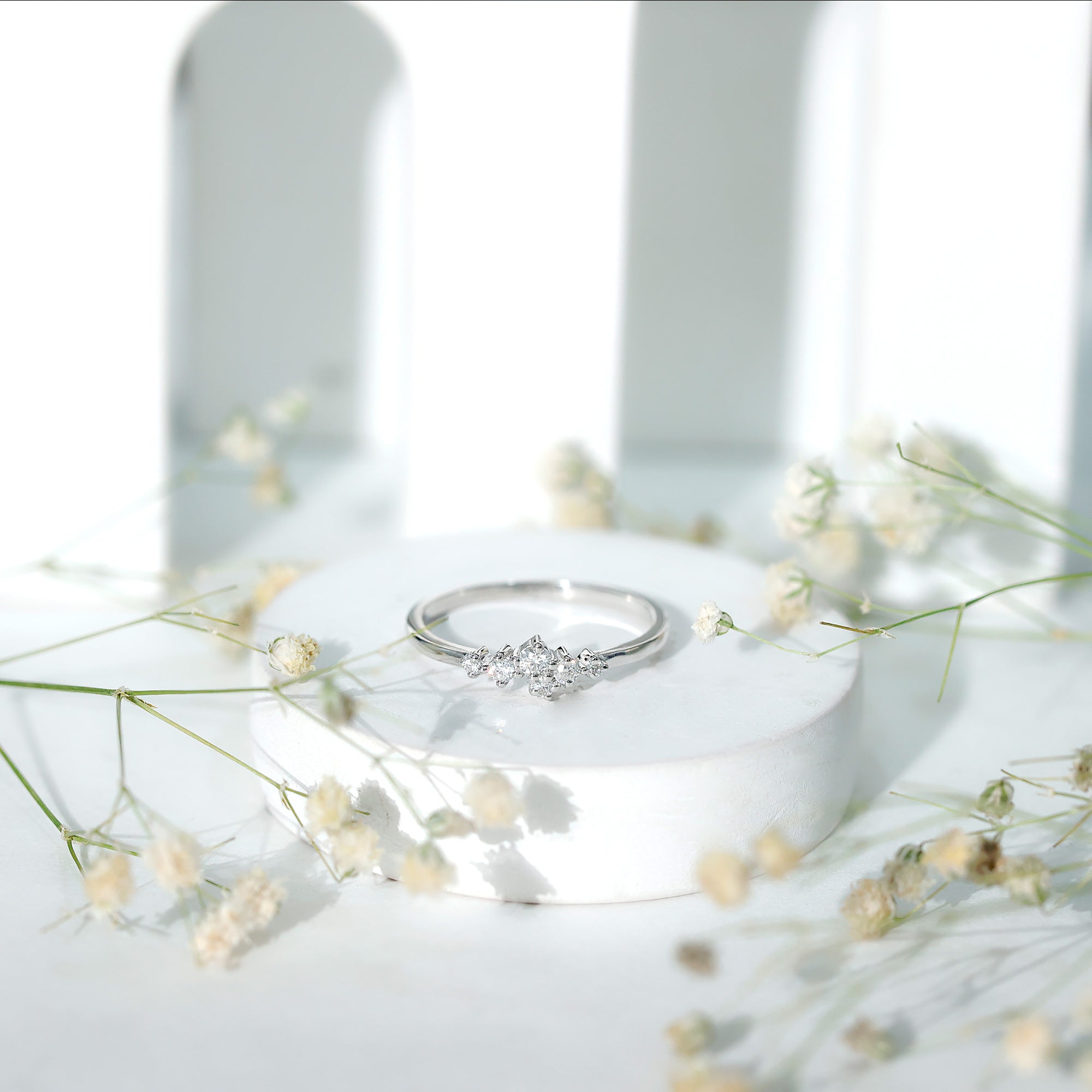 Certified Diamond Cluster Promise Ring in Prong Setting Natural - ( HI-SI ) - Rosec Jewels