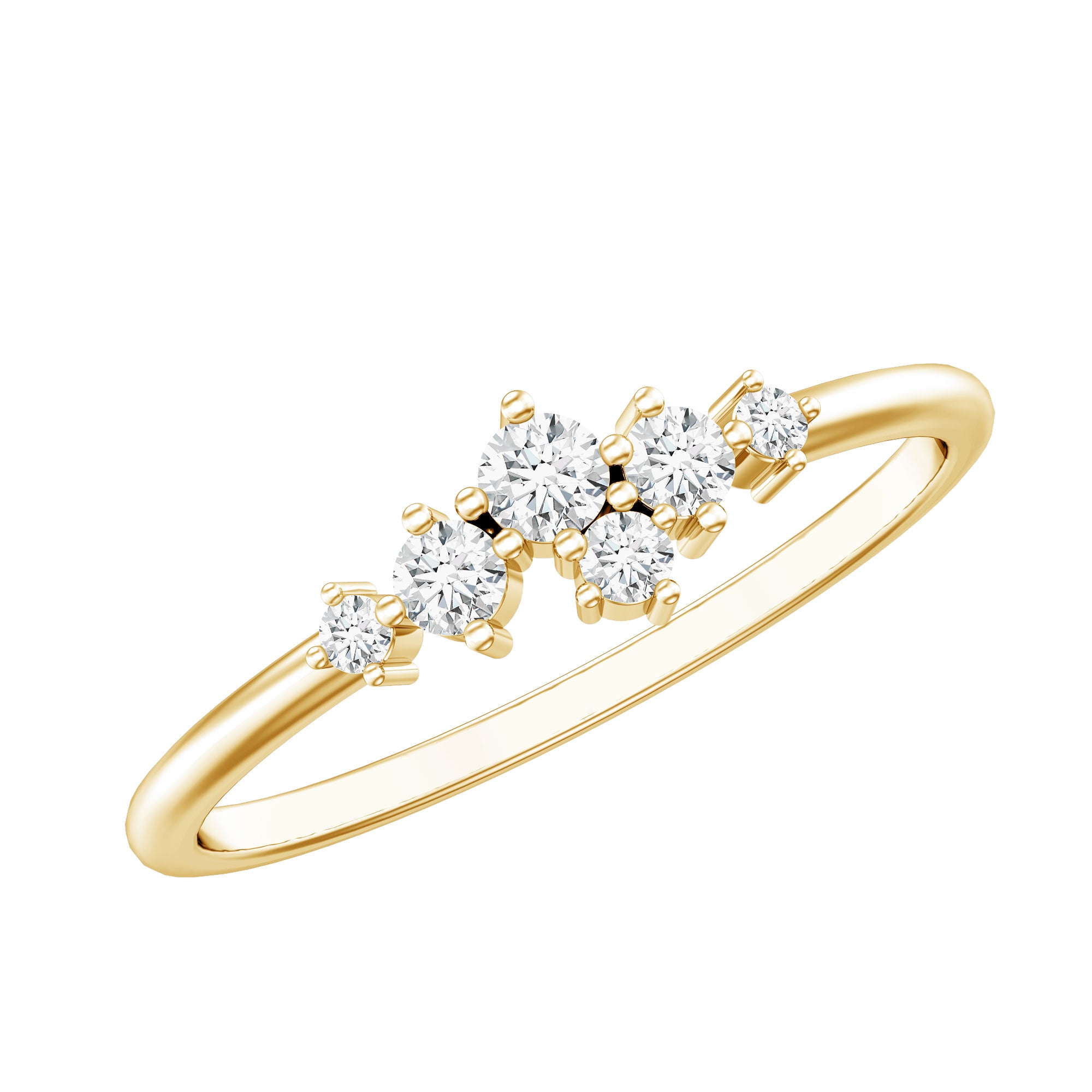 Certified Diamond Cluster Promise Ring in Prong Setting Natural - ( HI-SI ) - Rosec Jewels