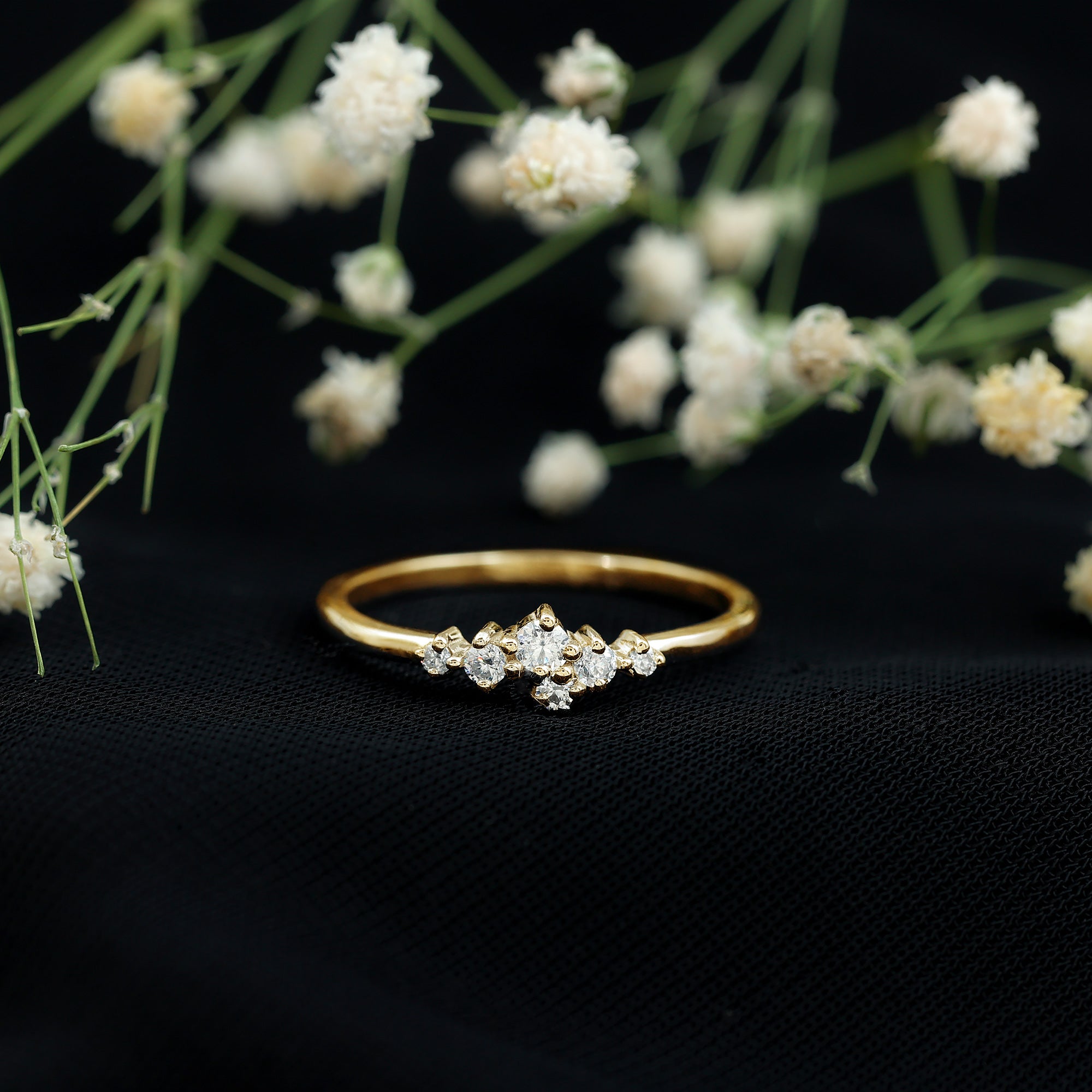 Certified Diamond Cluster Promise Ring in Prong Setting Natural - ( HI-SI ) - Rosec Jewels