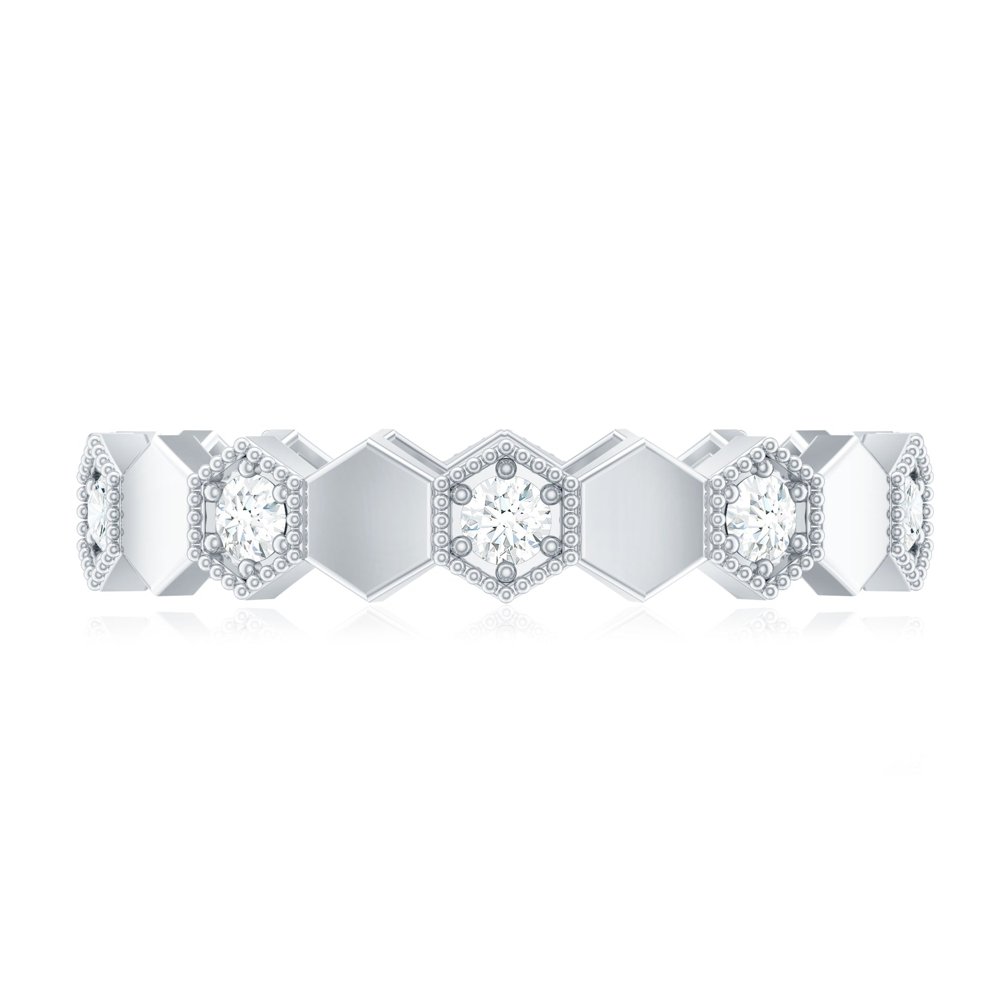 Certified Diamond Geometric Band Ring Natural - ( HI-SI ) - Rosec Jewels
